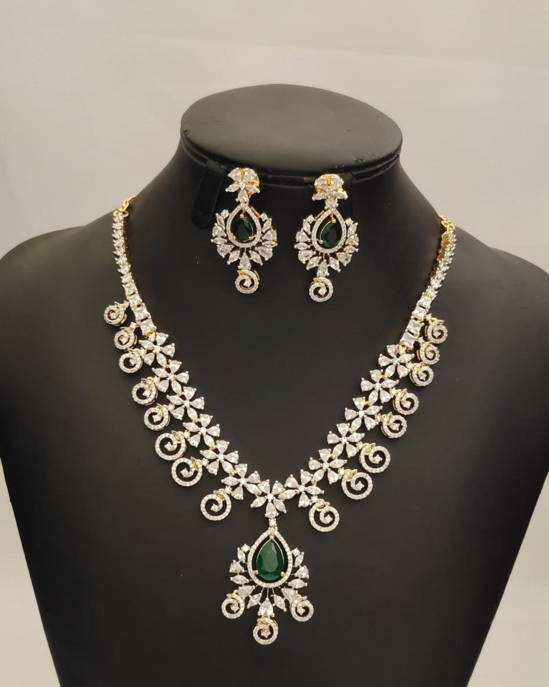 American diamond necklace with earrings s230591.