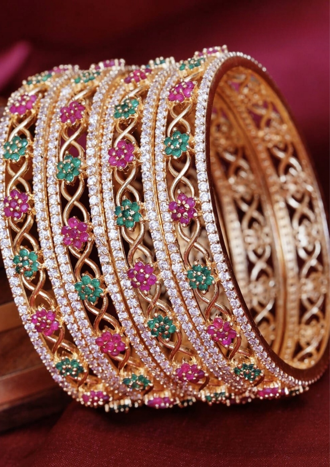 Kundan stone bangles yle 365 (set of 4)
