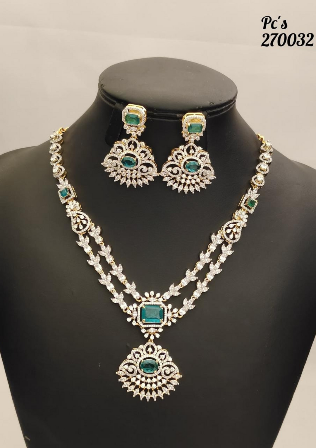 American diamond necklace with earrings pcs 270032