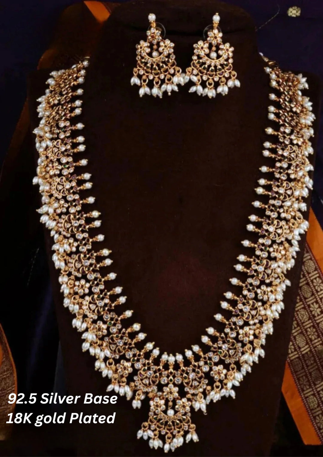 Kundan Silver Base Gold Plated Necklace With Earrings c1025020