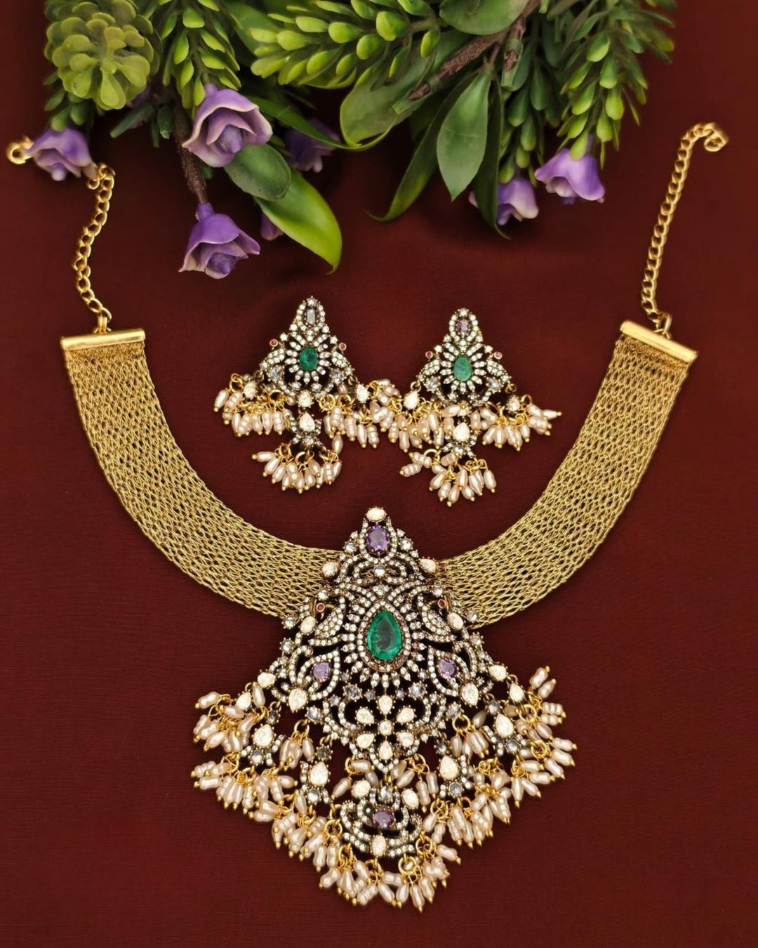 Kundan Necklace with Earrings  s 400063