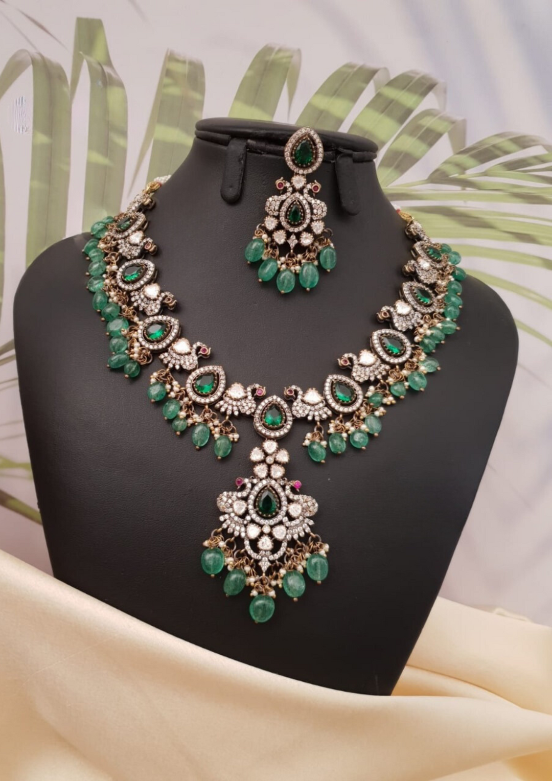 Victorian beads necklace set with earrings ssg 102750