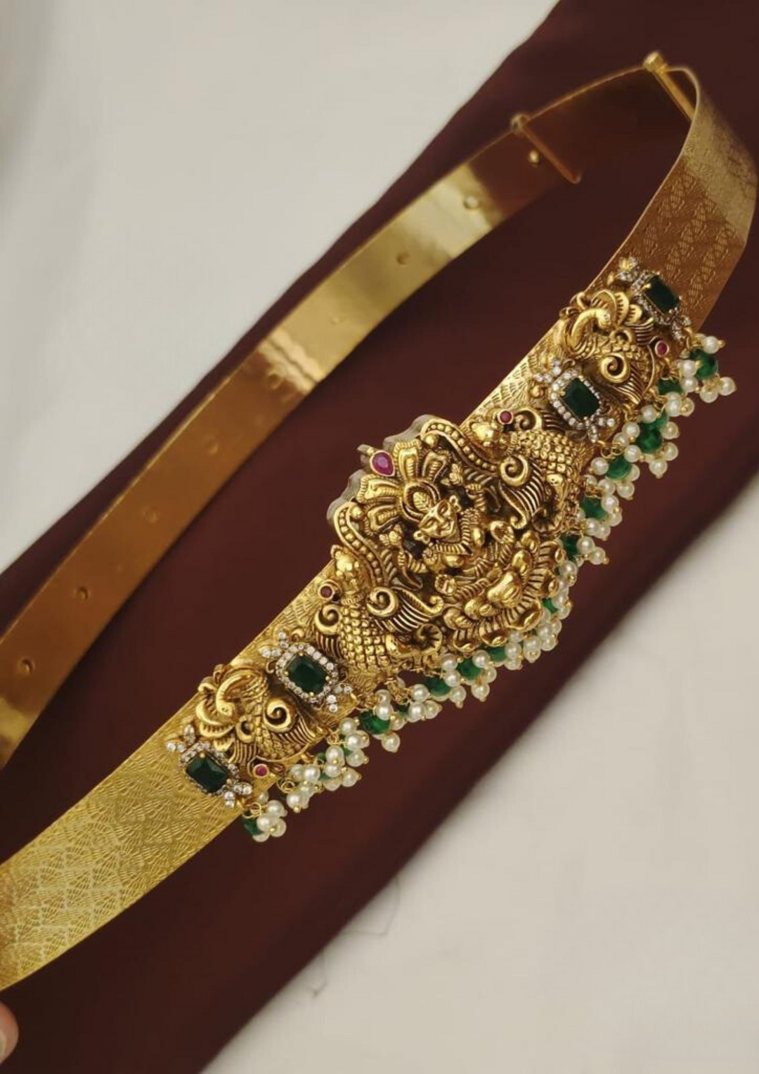 Kundan and beads temple jewelry hipbelt (vaddanam) pcs 290052