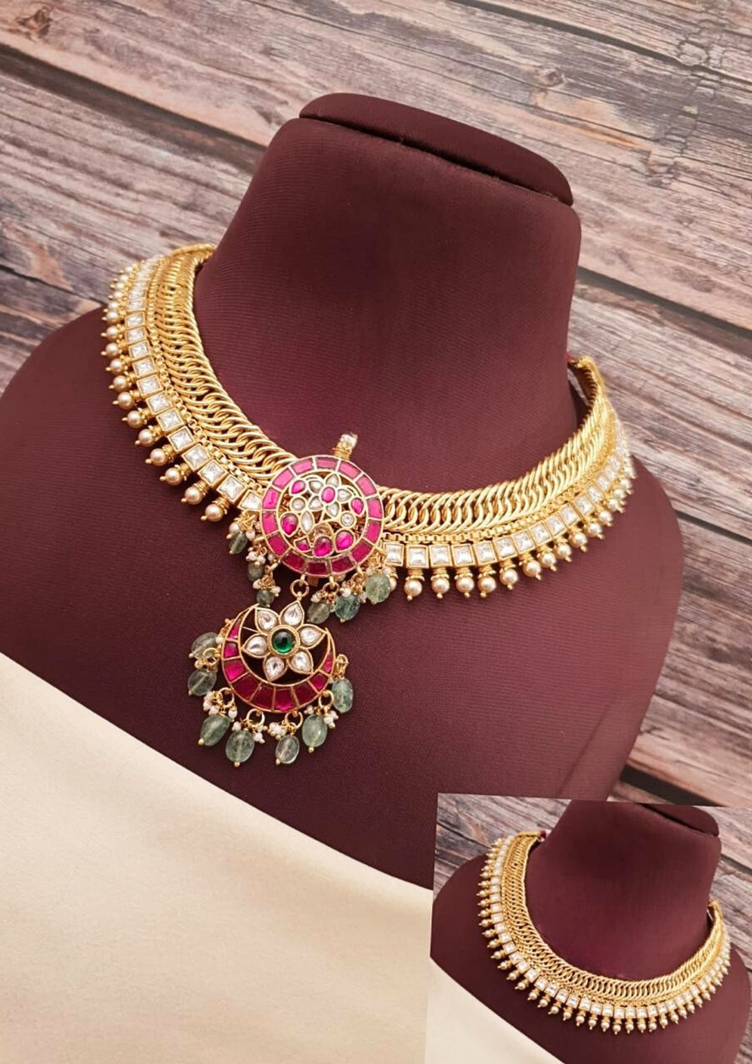 Jadau Kundan and beads necklace ssg 103600