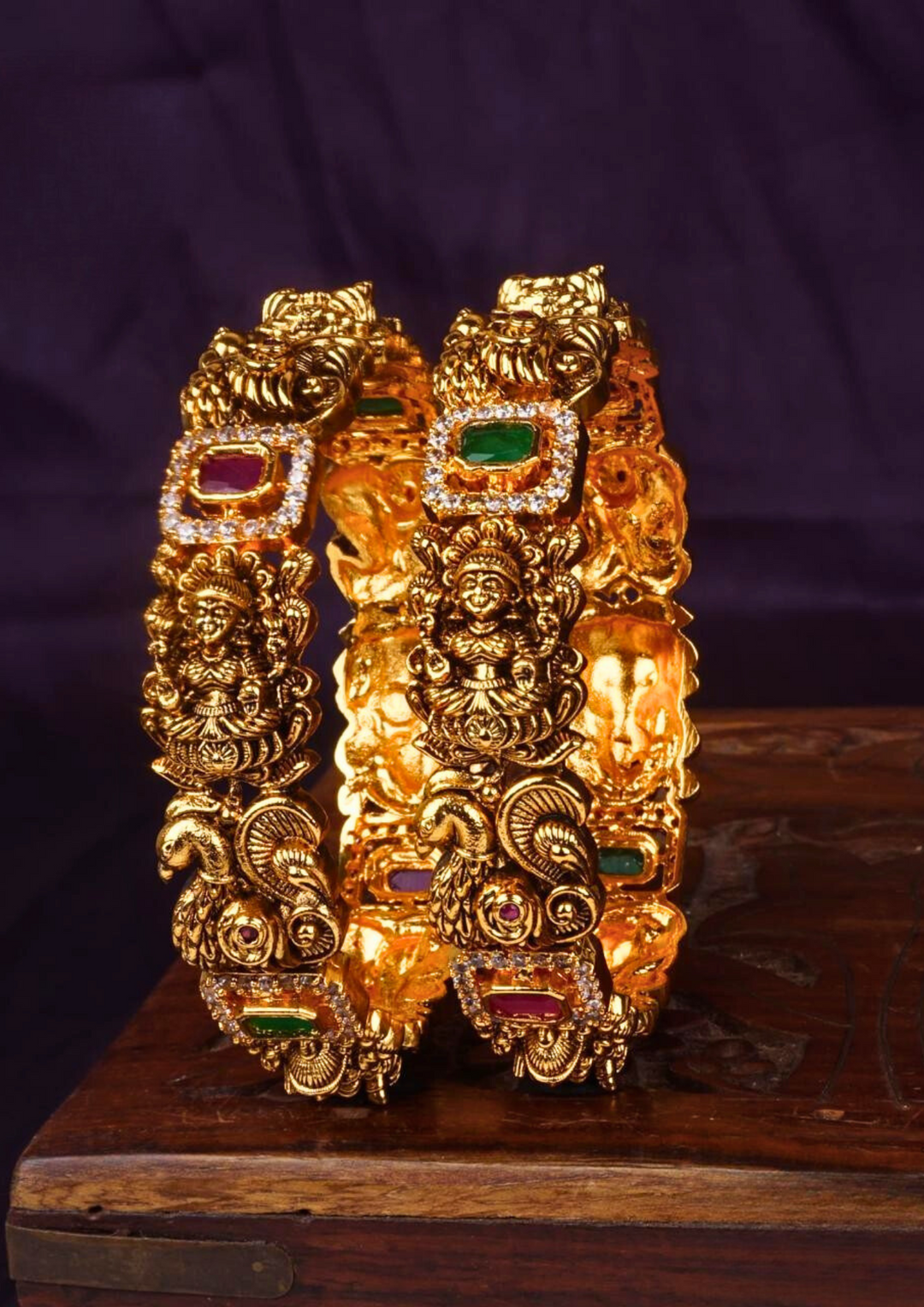 Kundan stone temple jewelry bangles c107020 (set of 2)