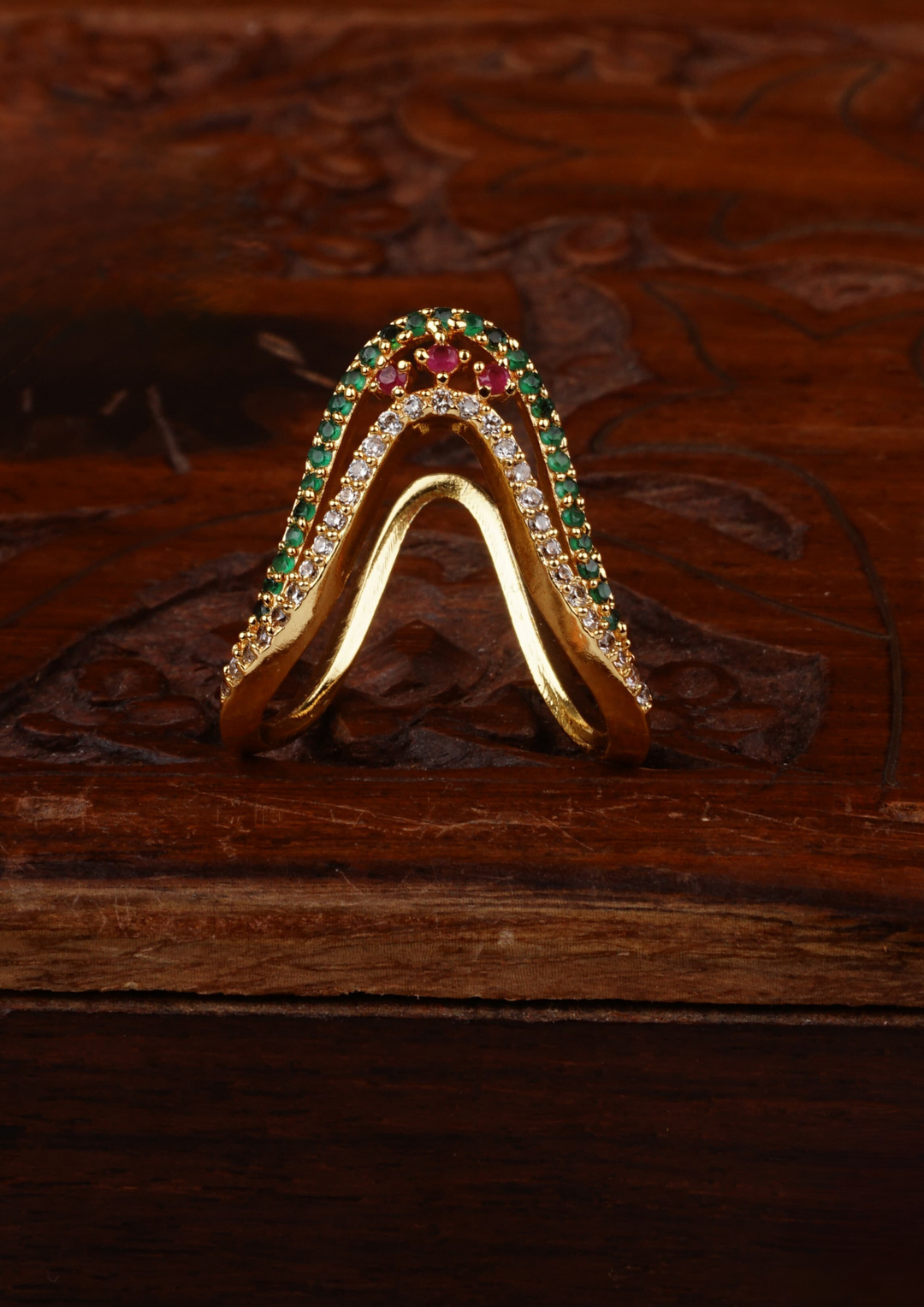 Kundan stone gold finish ring c102020
