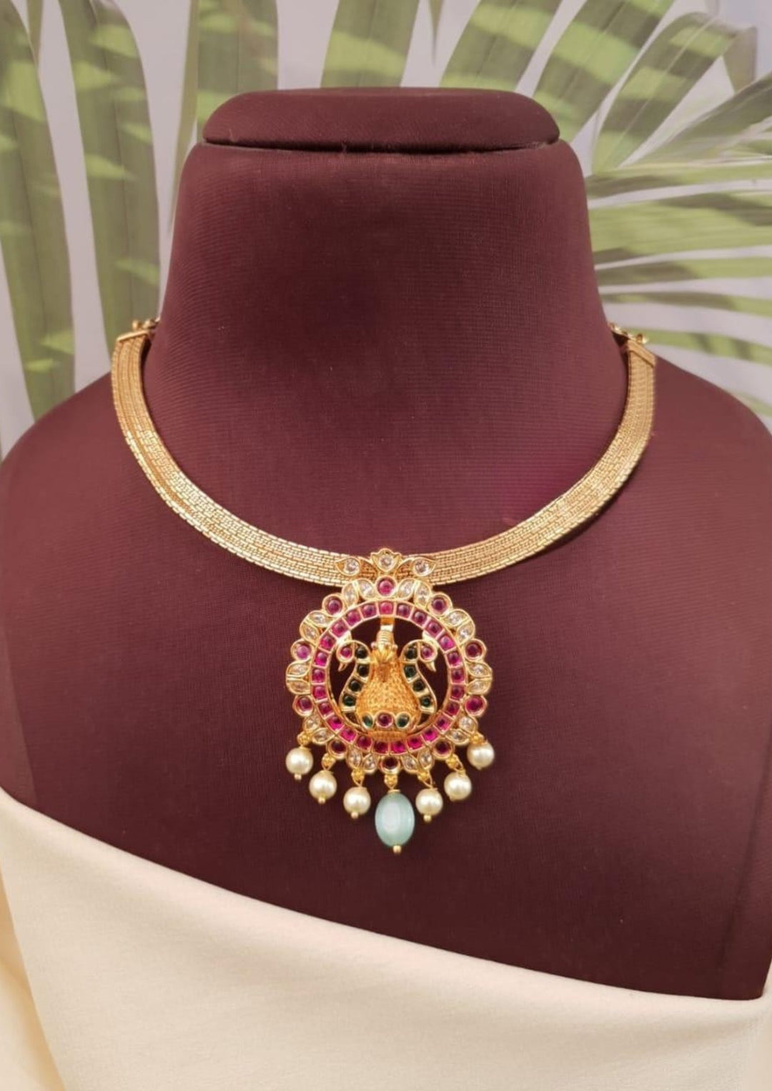 Jadau kundan and beads necklace g10799