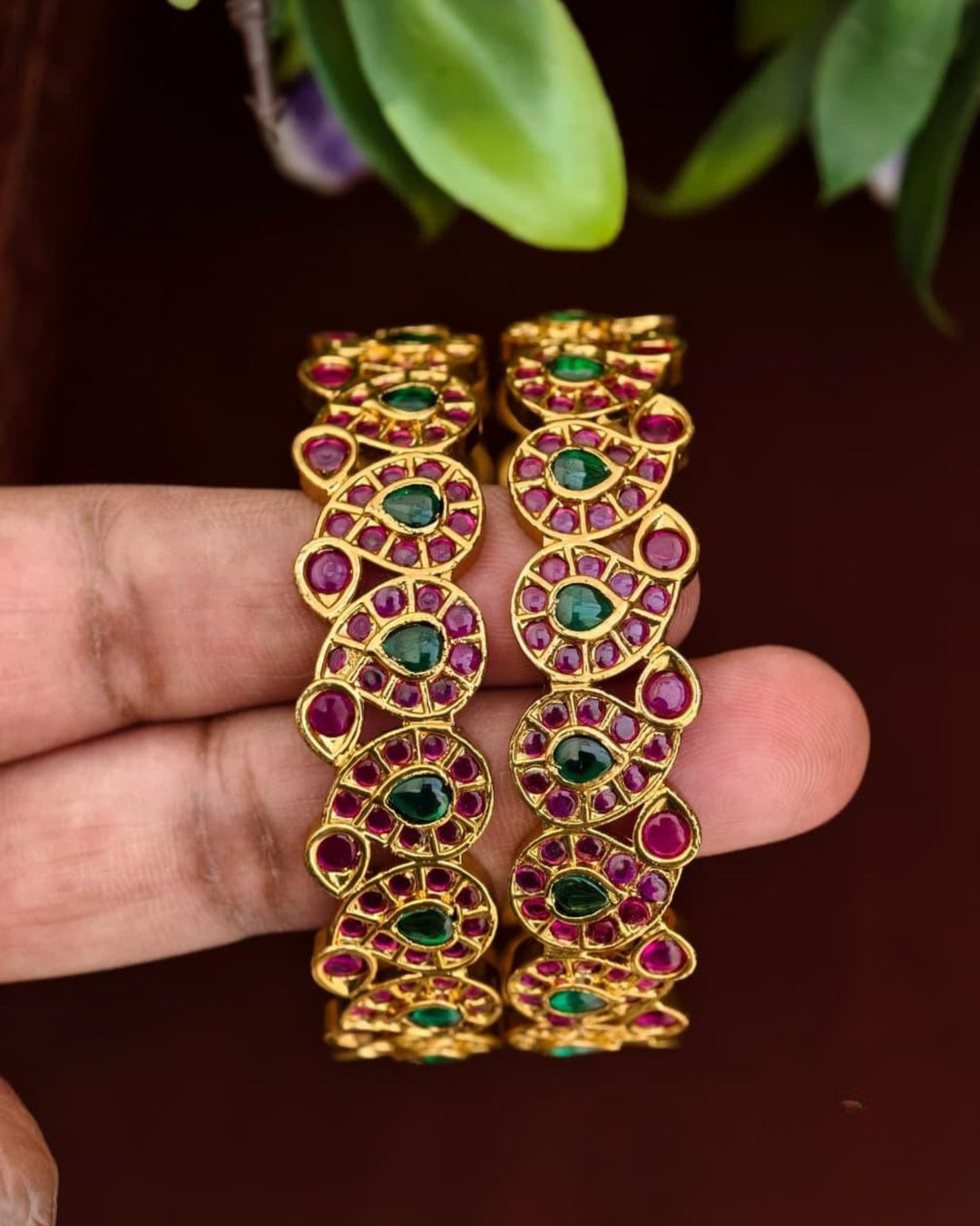 Kundan Bangles s190051 (set of 2)