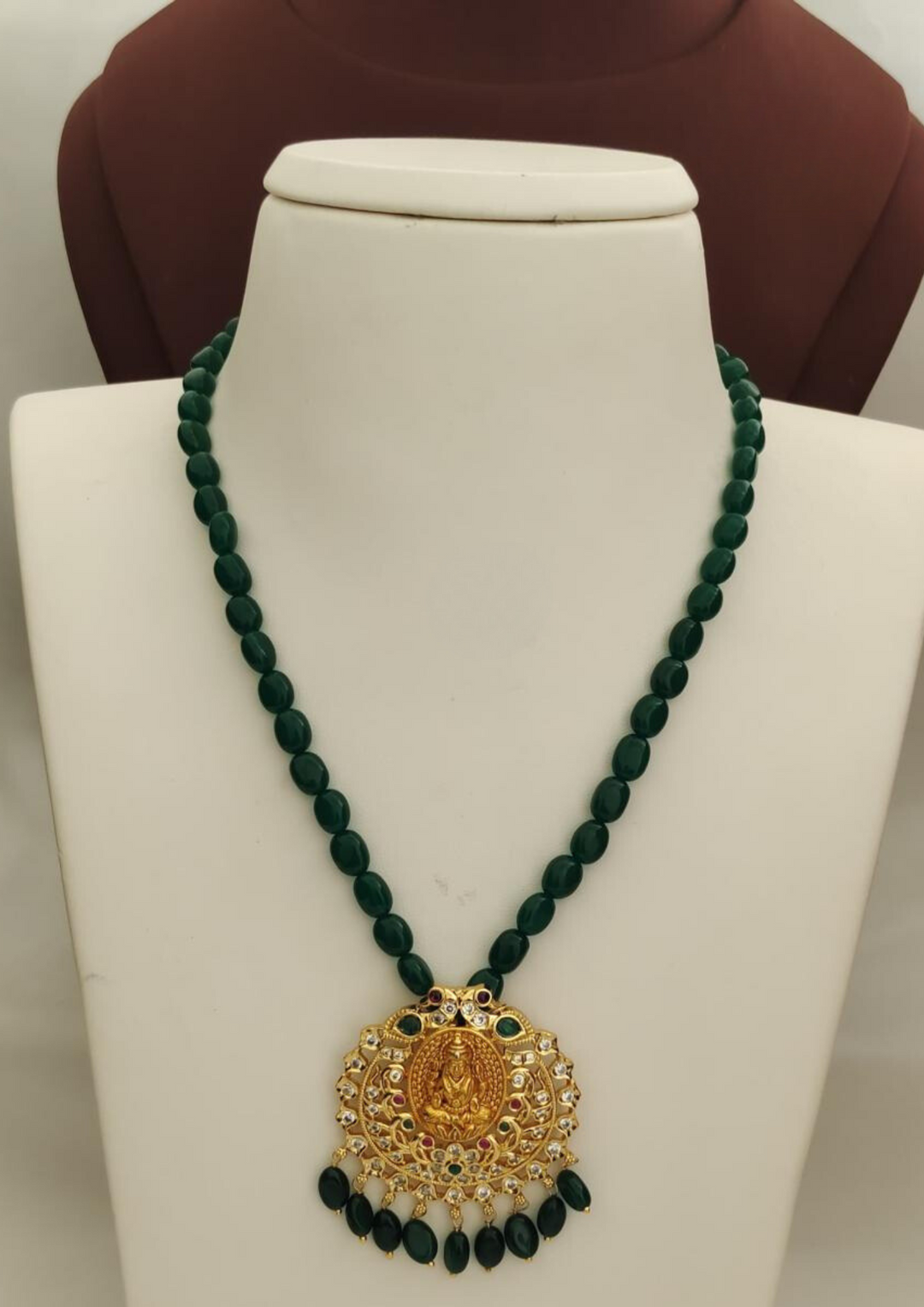Kundan and beads temple jewellery necklace pcs 140011