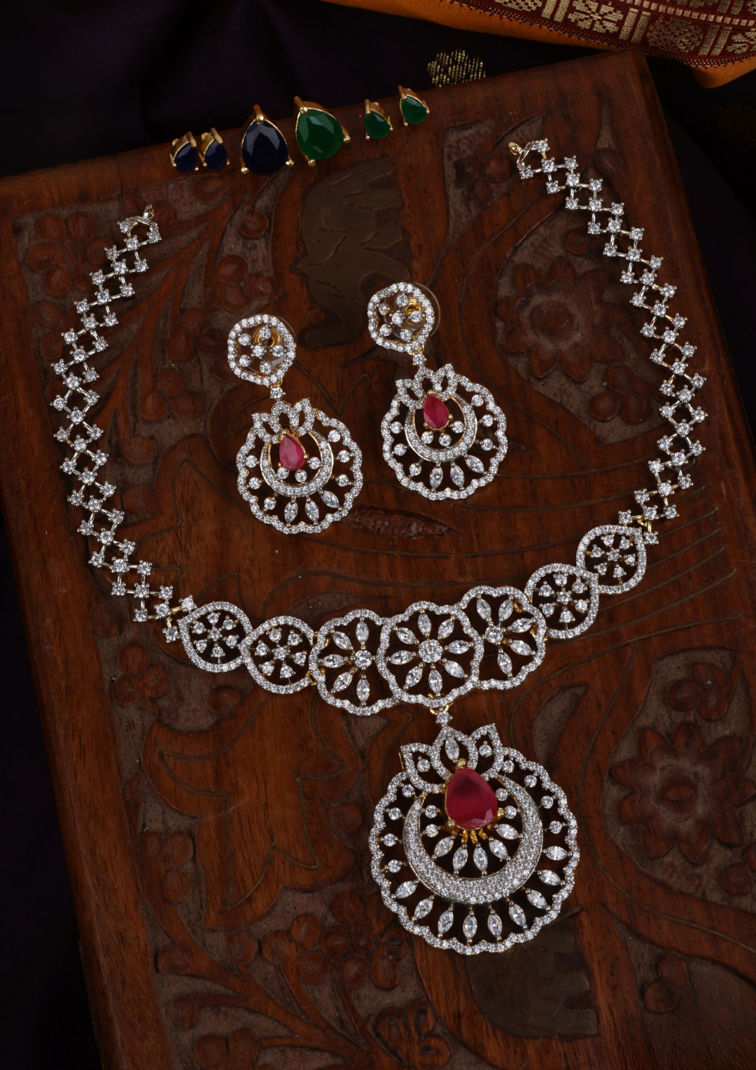 American diamond interchangeable necklace set with earrings LC 1012520