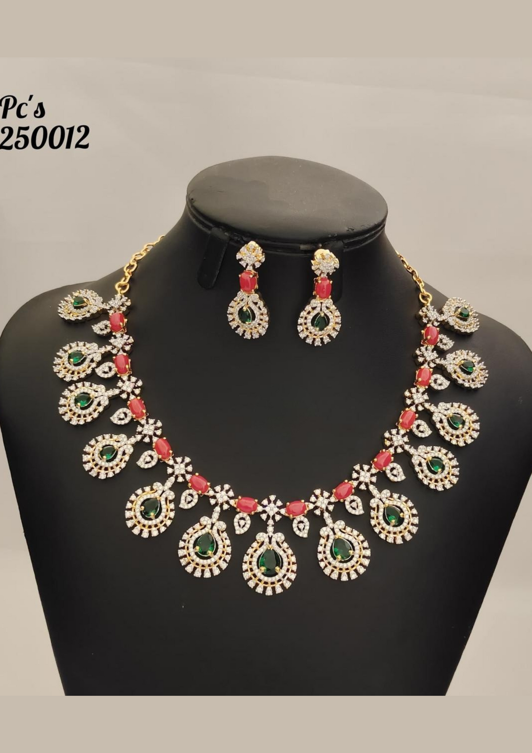 Kundan stone necklace with earrings pcs 250012