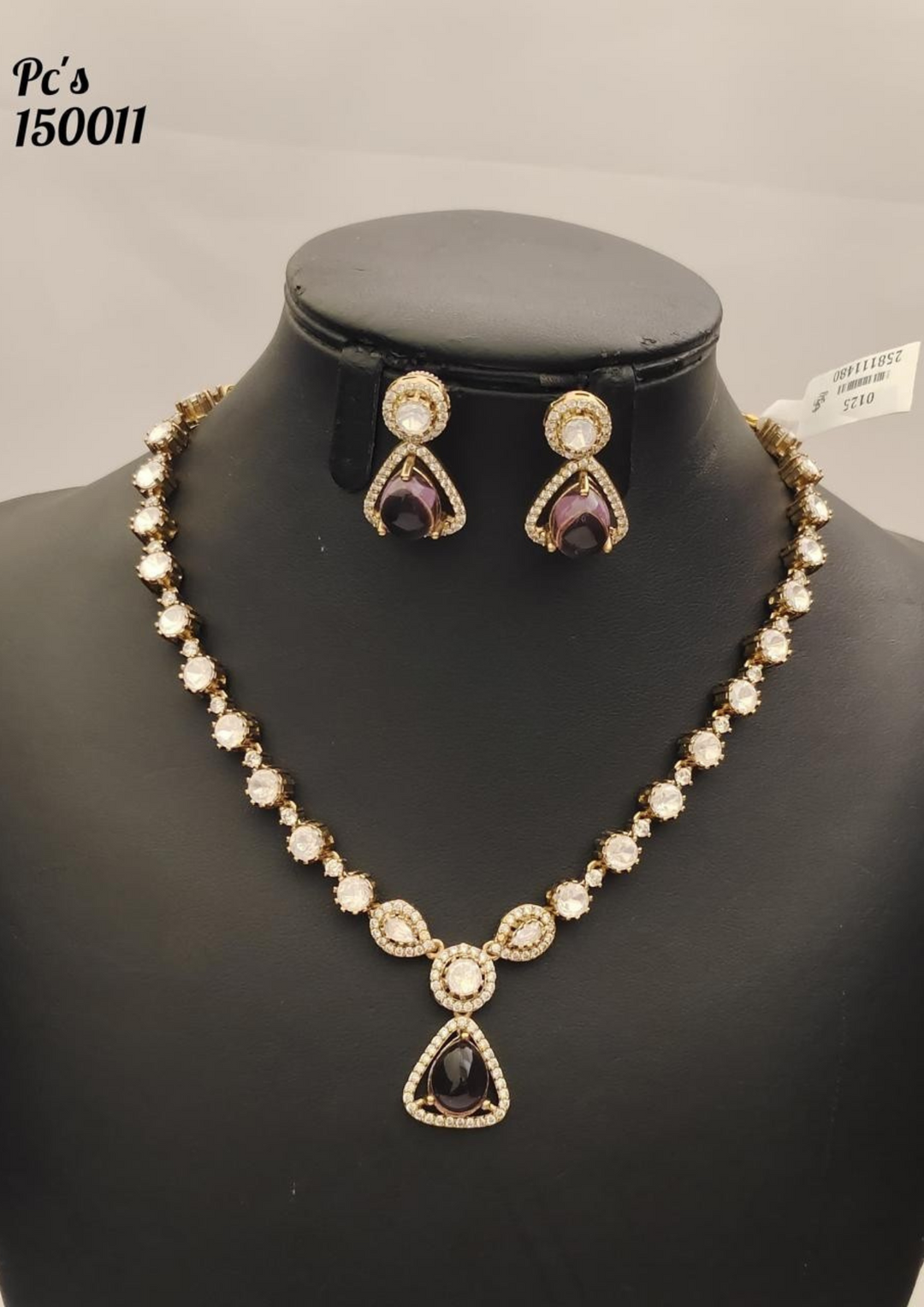 Kundan stone necklace with earrings pcs 150011