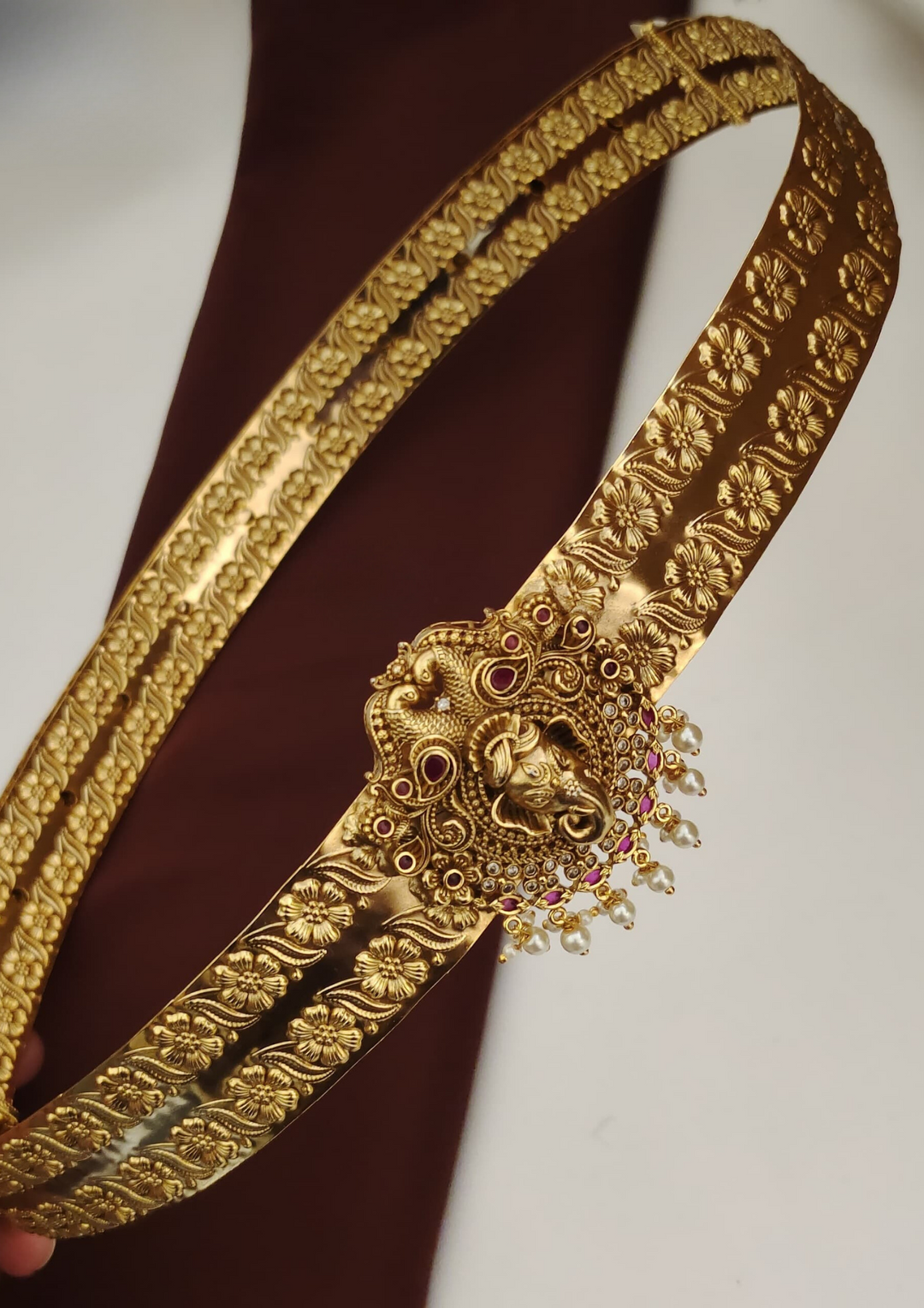 Kundan and beads temple jewelry hipbelt (vaddanam) pcs 210571