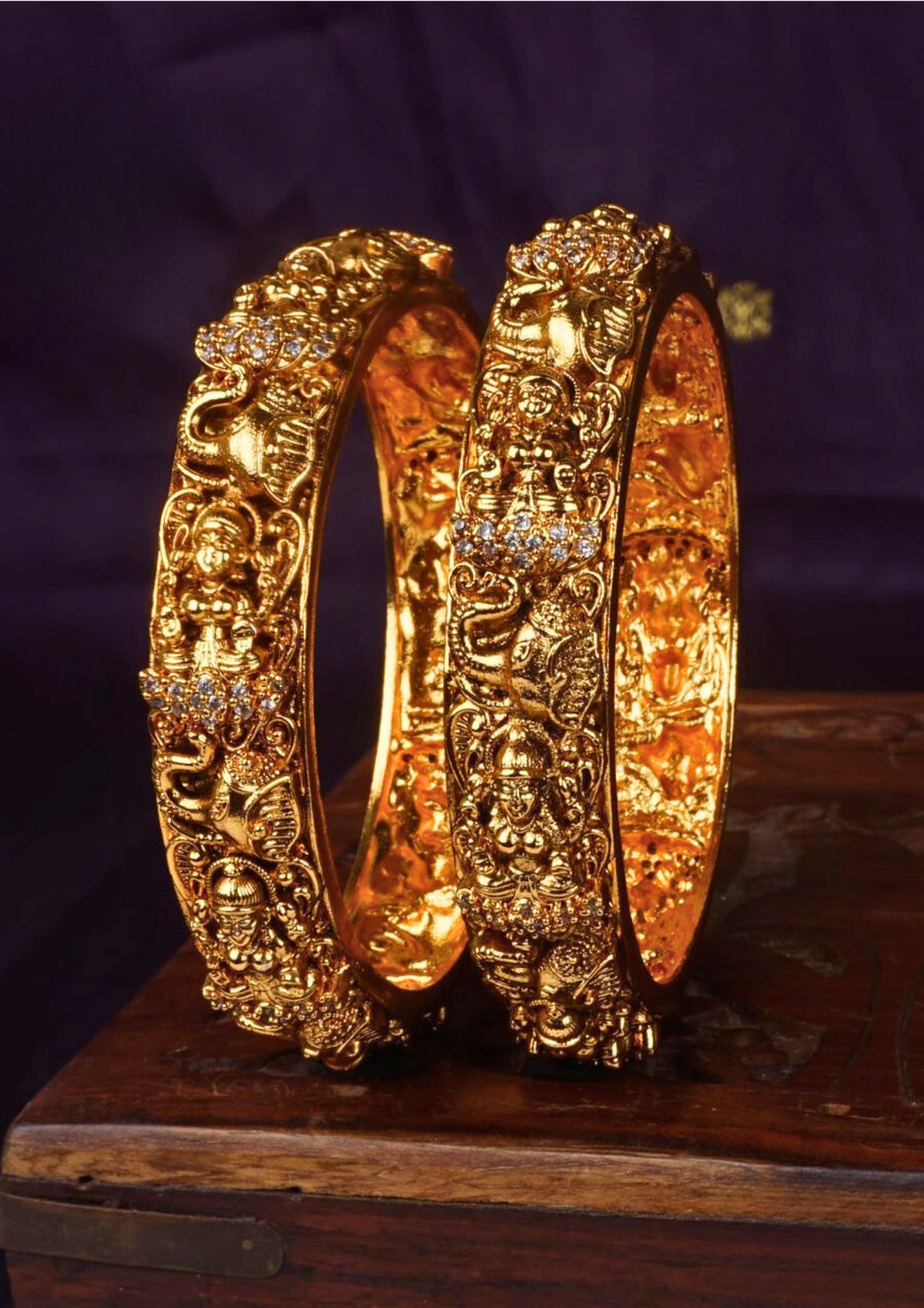 Kundan stone temple jewelry bangles c106520 (set of 2)