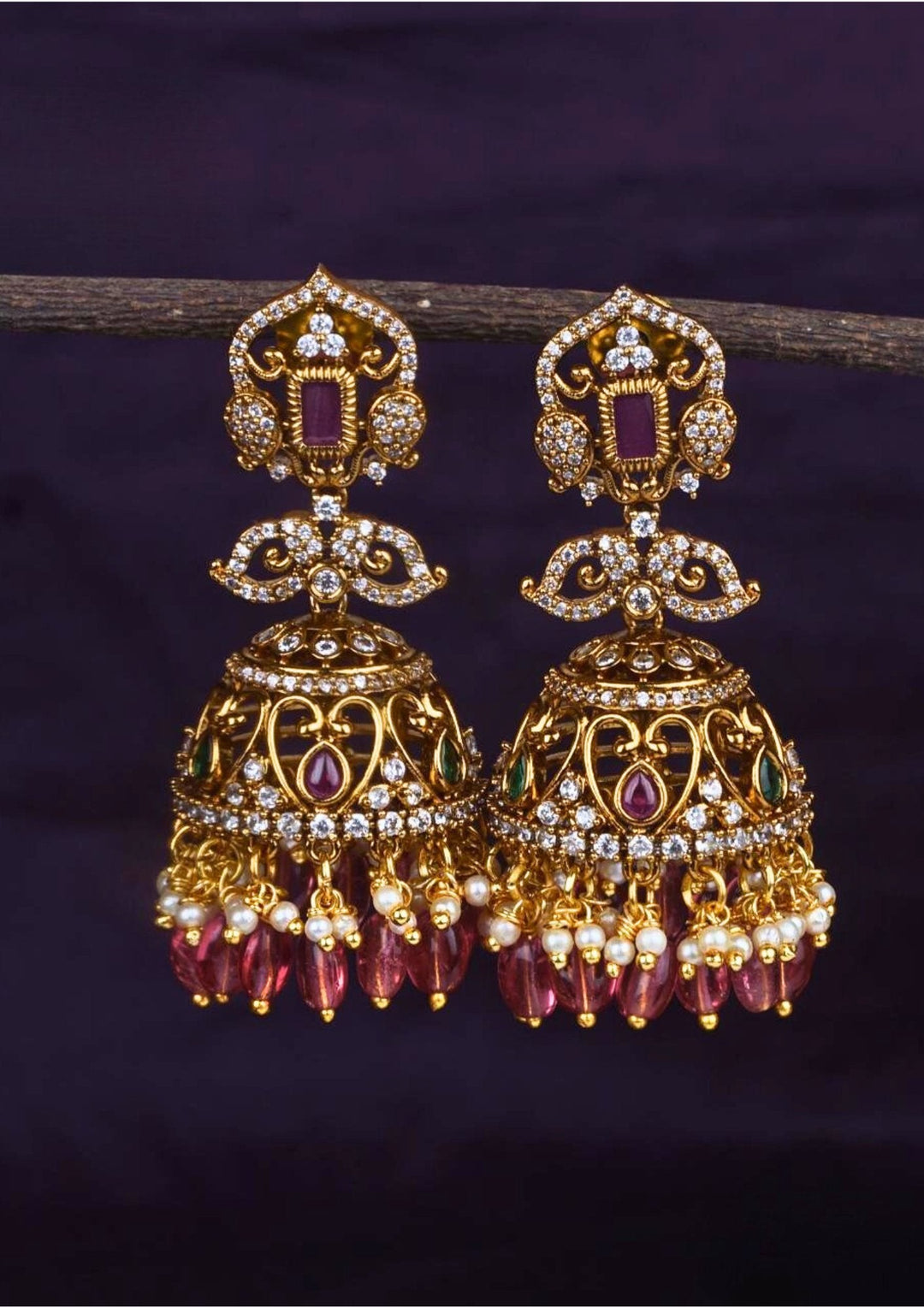 Kundan and beads earrings c105020