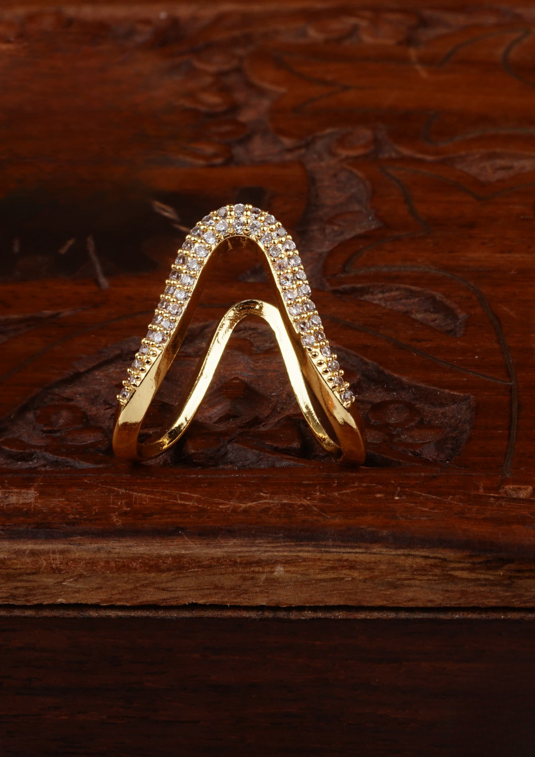 Kundan stone gold finish ring c102020