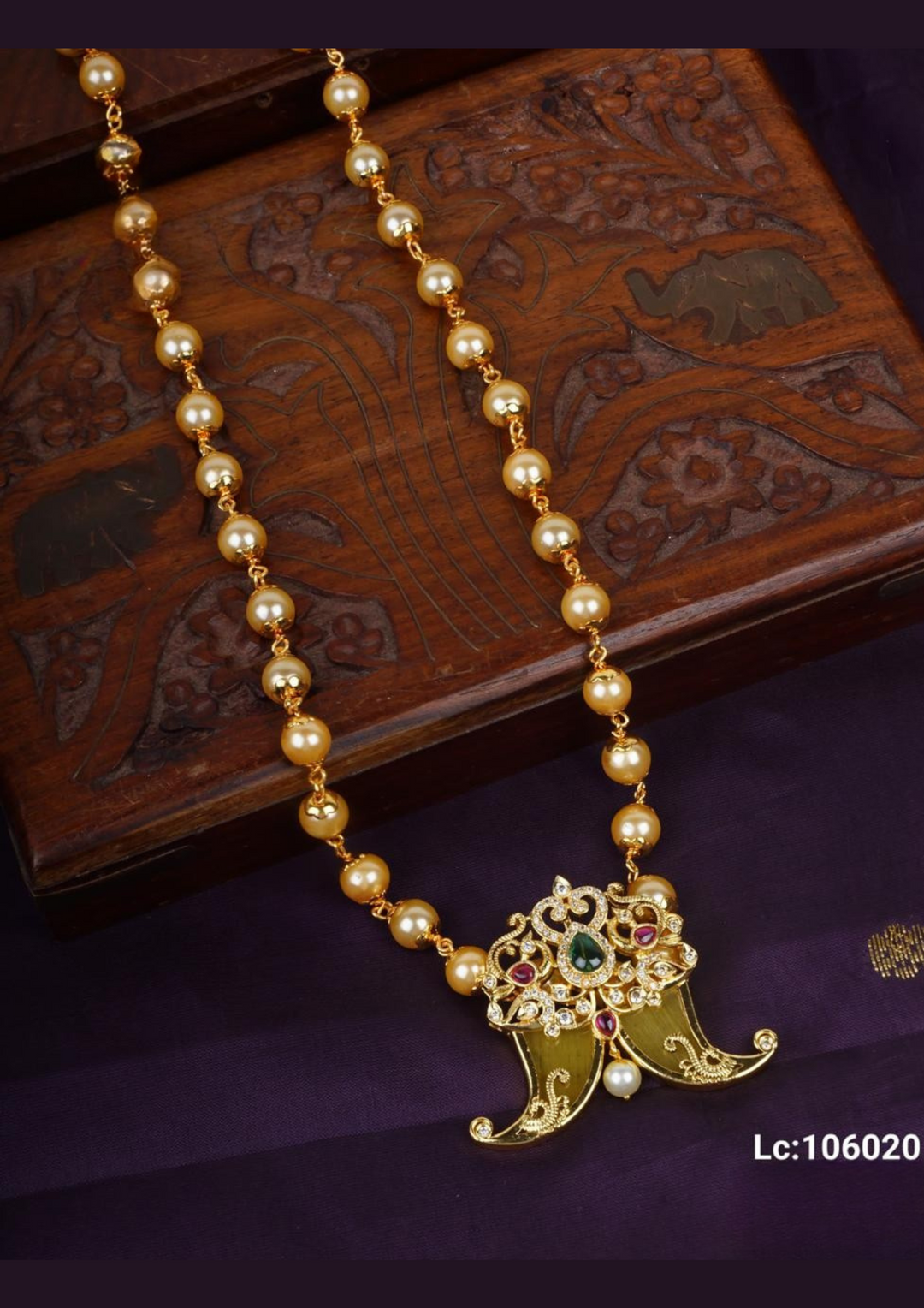 Kundan and beads necklace lc 106020