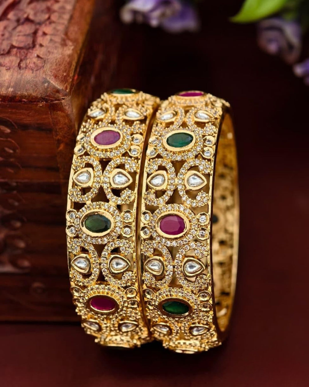 Kundan Bangles s190051 (set of 2)