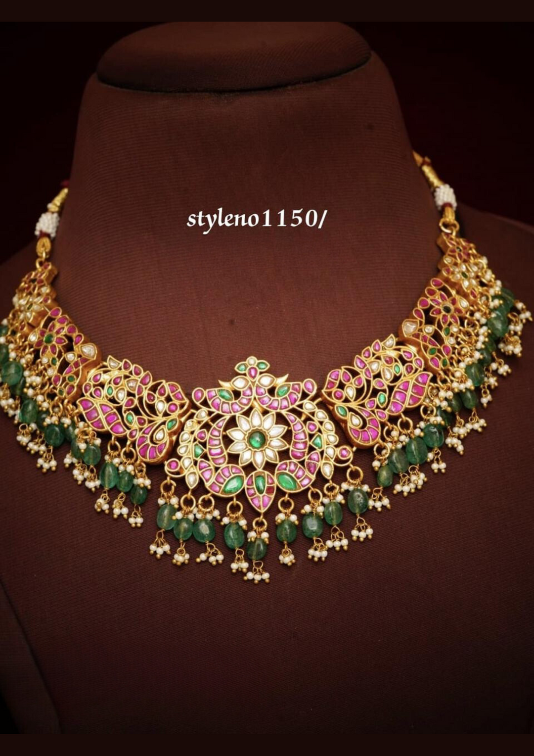 Jadau Kundan and beads necklace style 1150