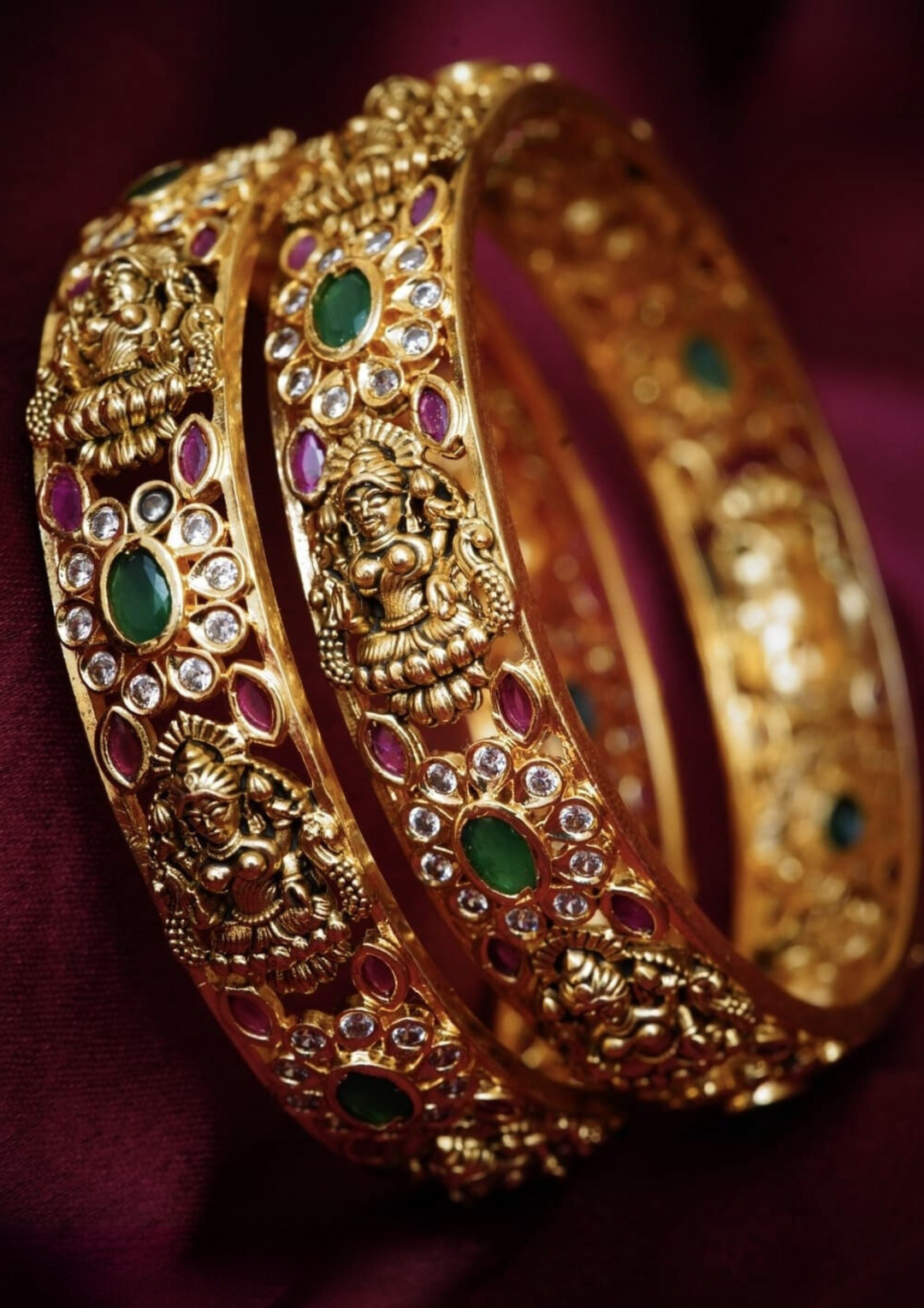Kundan stone temple jewelry bangles yle 150 (set of 2)