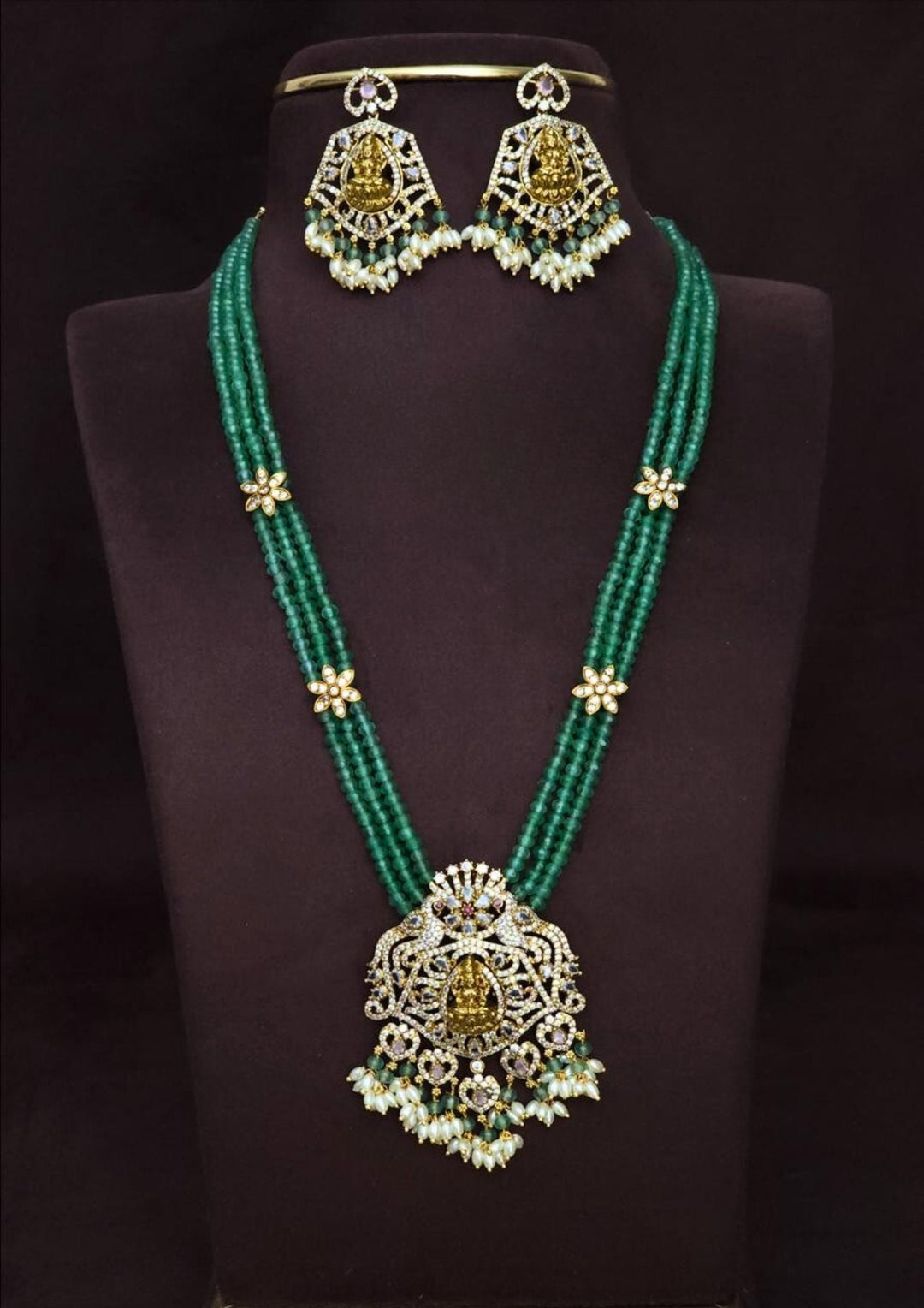 kundan and beads temple jewelry necklace with earrings an 240