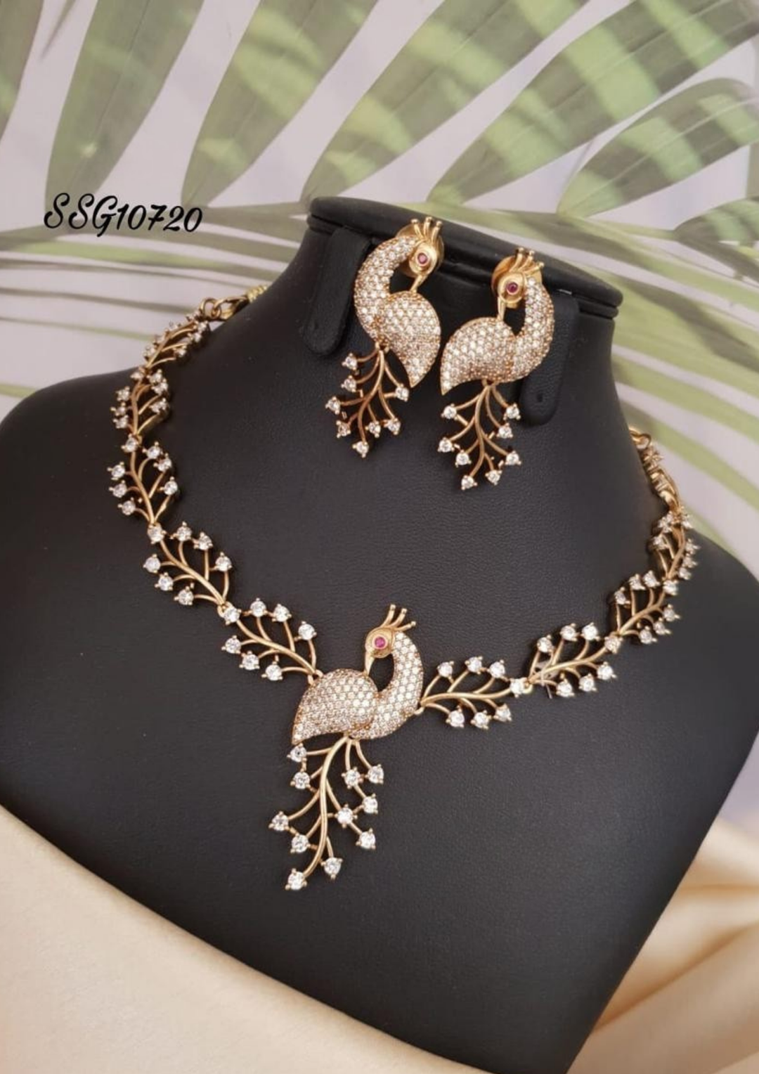 Kundan stone necklace with earrings ssg 10720