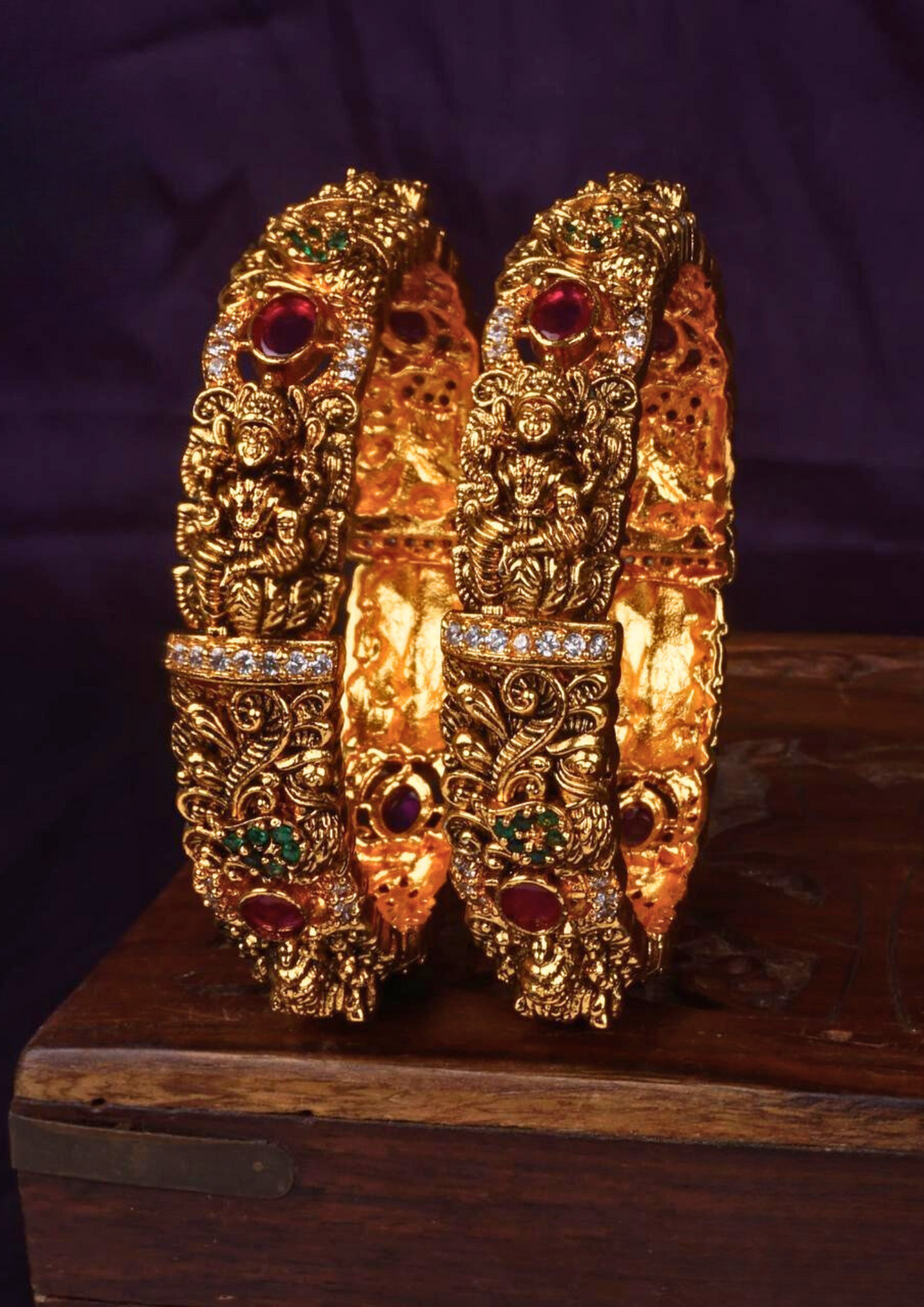 Kundan stone temple jewelry bangles c107520 (set of 2)