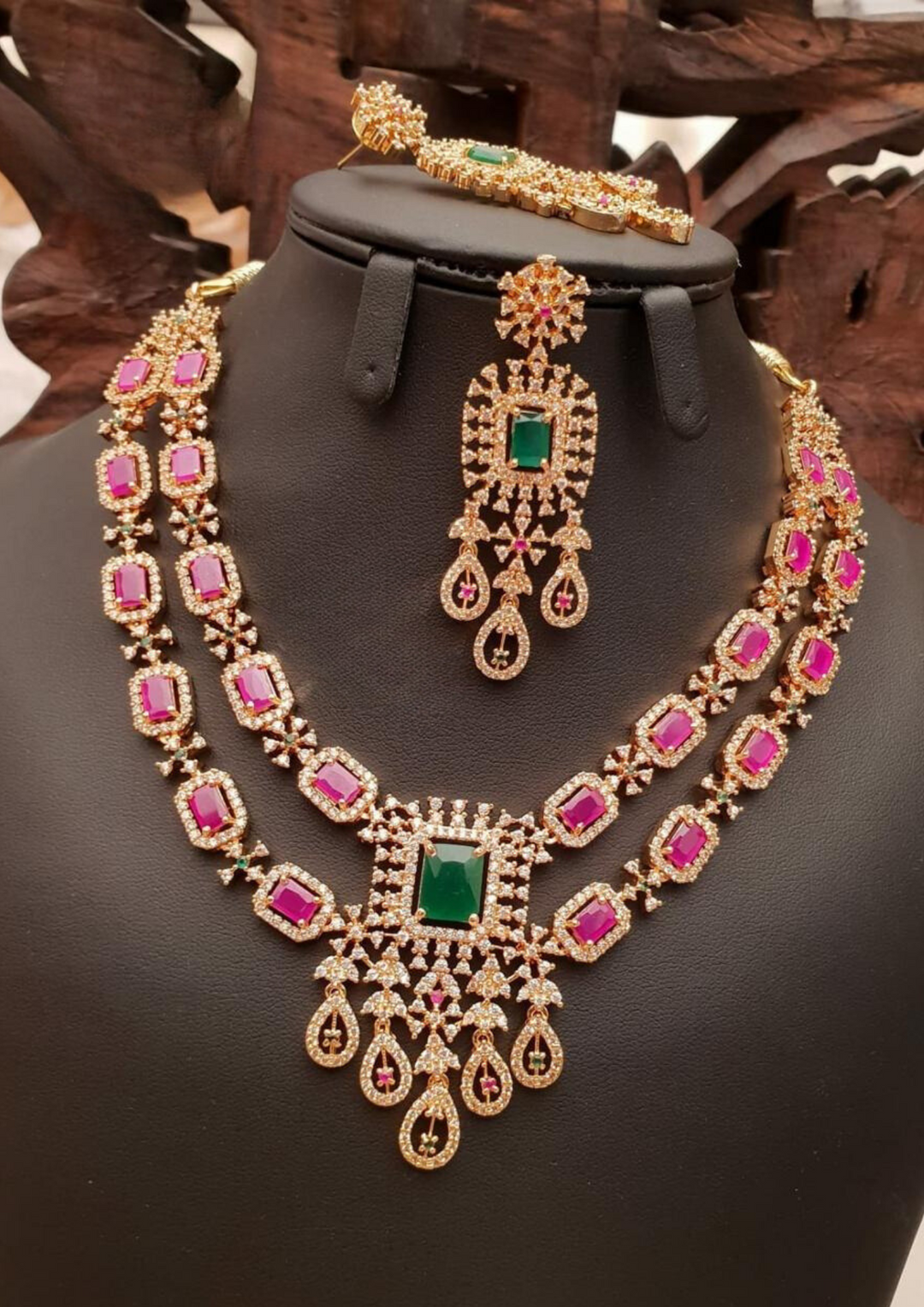Kundan and beads necklace set with earrings ssg 101650