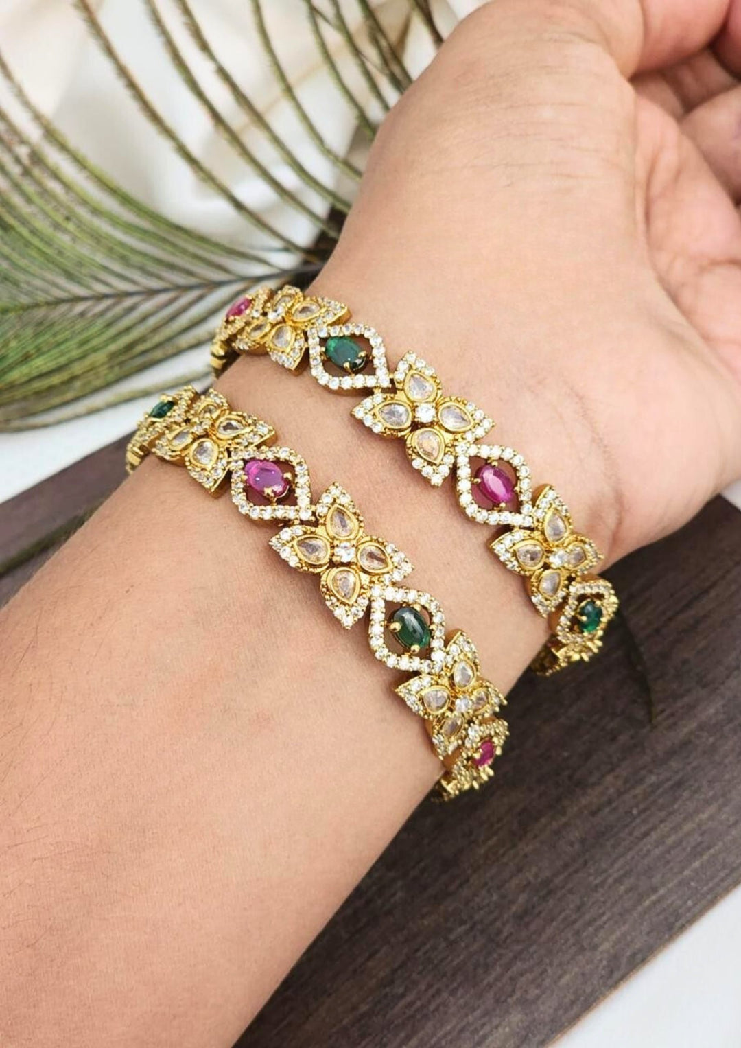 Kundan stone bangles r10920 (set of 2)