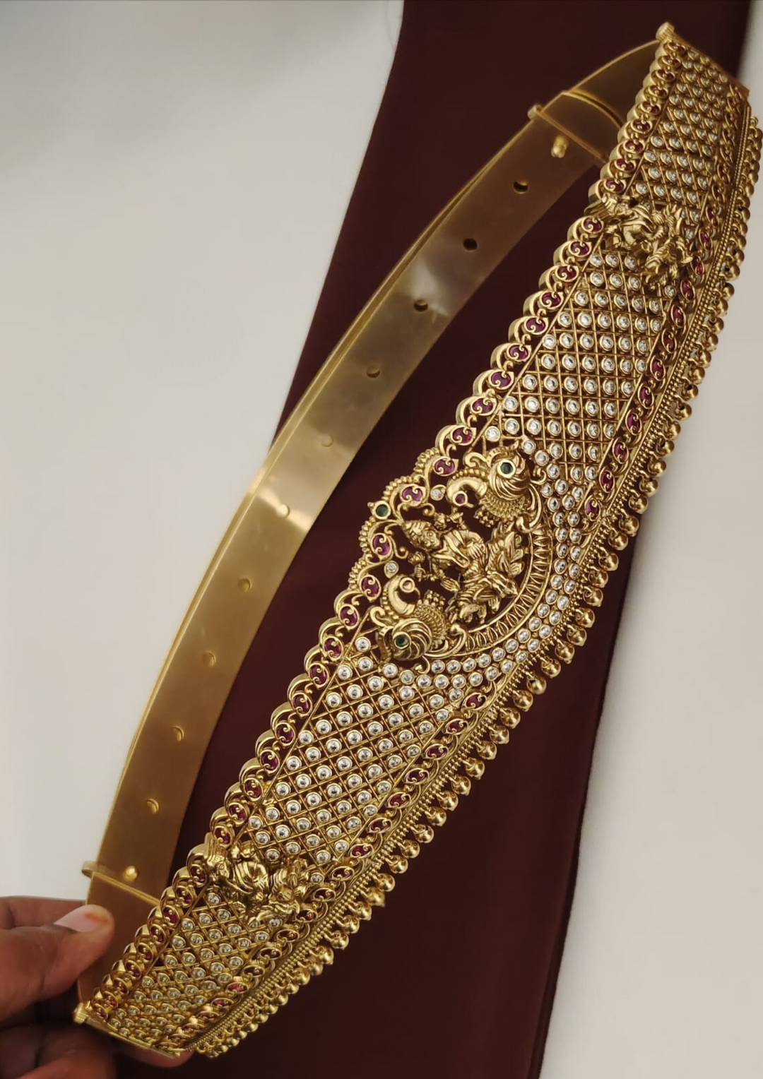 Kundan and beads temple jewelry hipbelt (vaddanam) pcs 400053