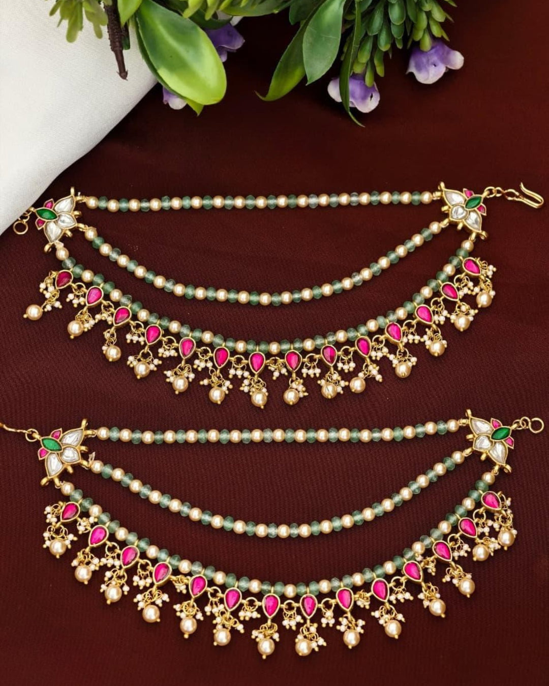 Jadau Kundan Earchains s260522