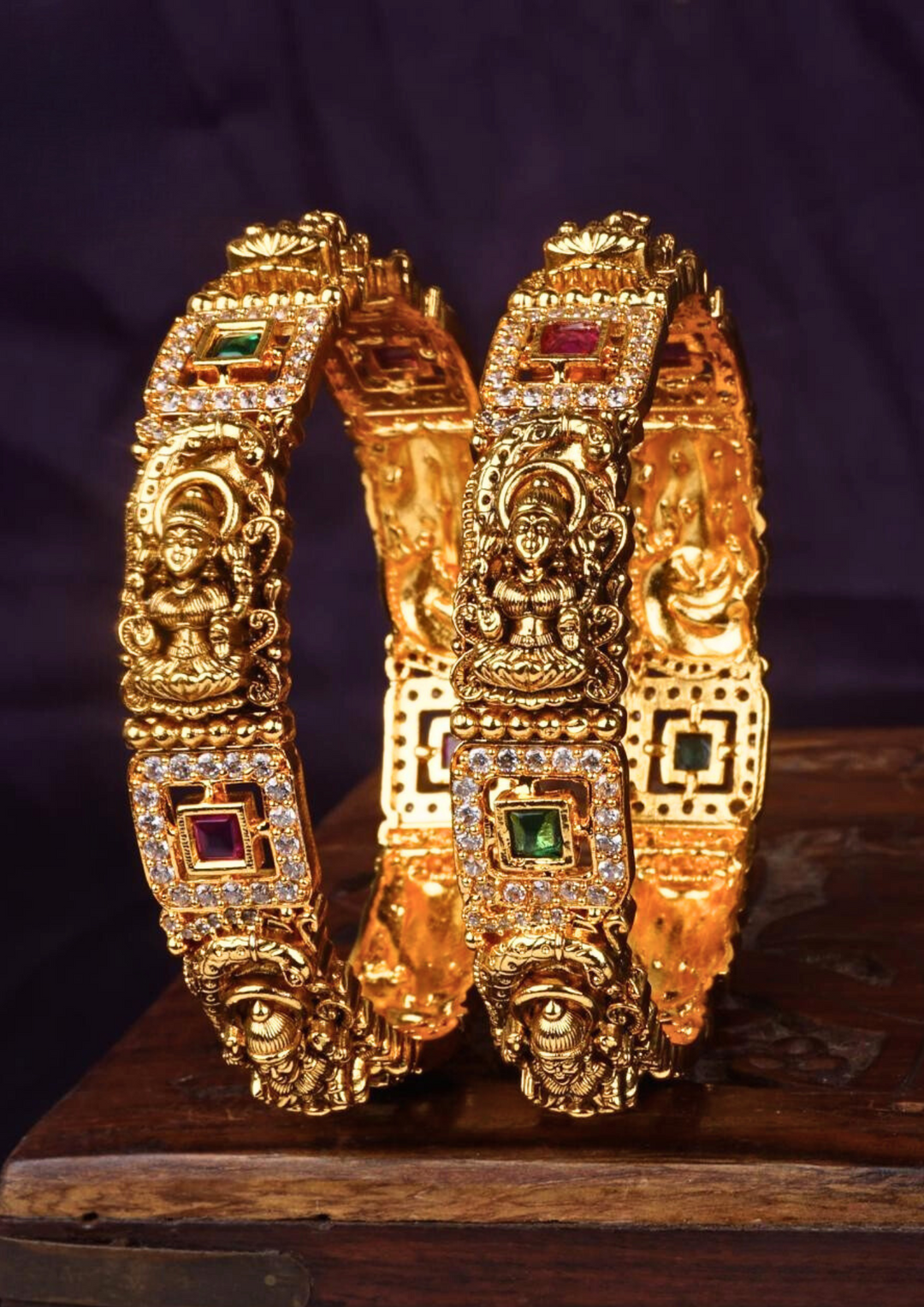 Kundan stone temple jewelry bangles c107020 (set of 2)