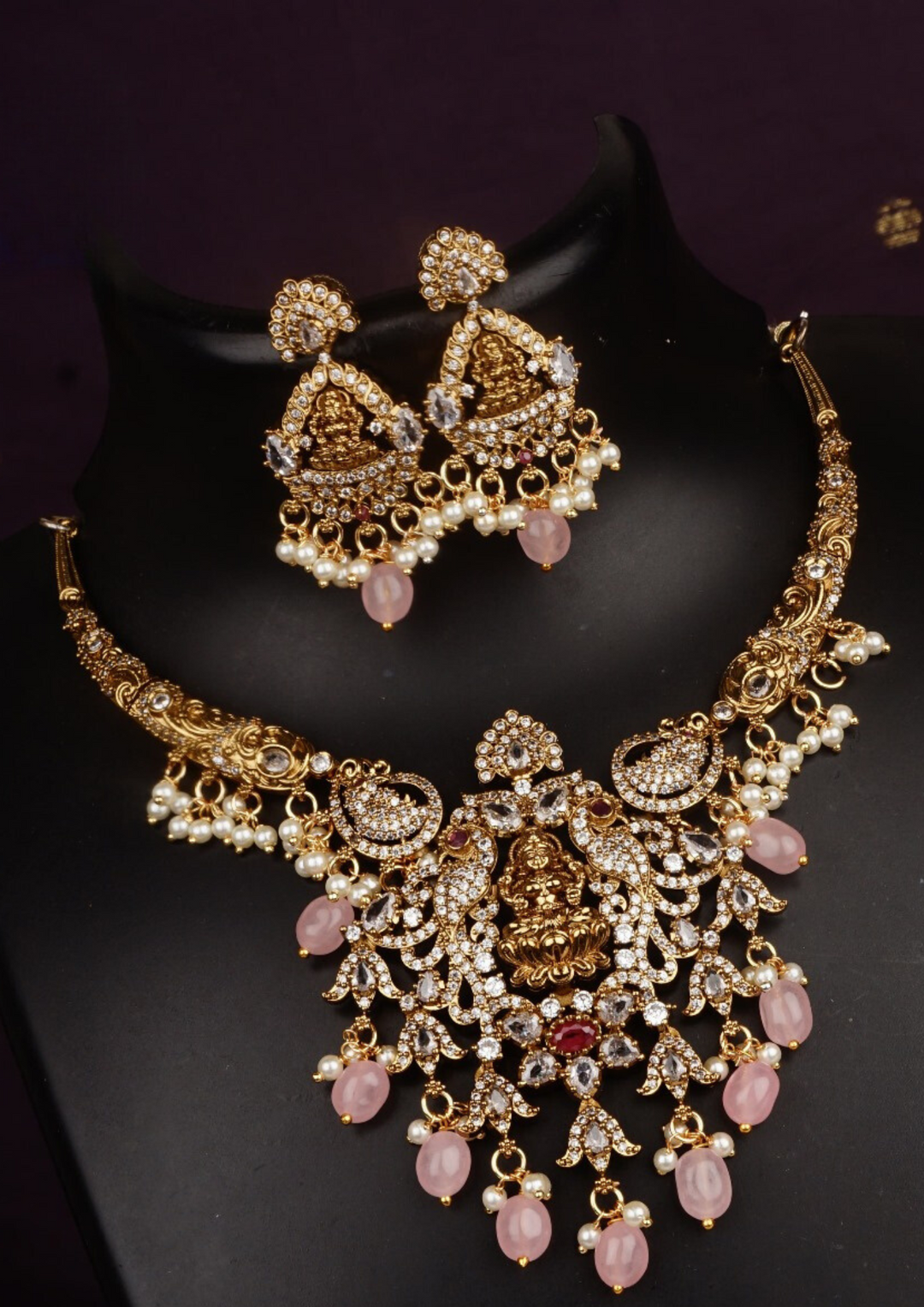 Victorian temple jewellery necklace set with earrings lc 1012020