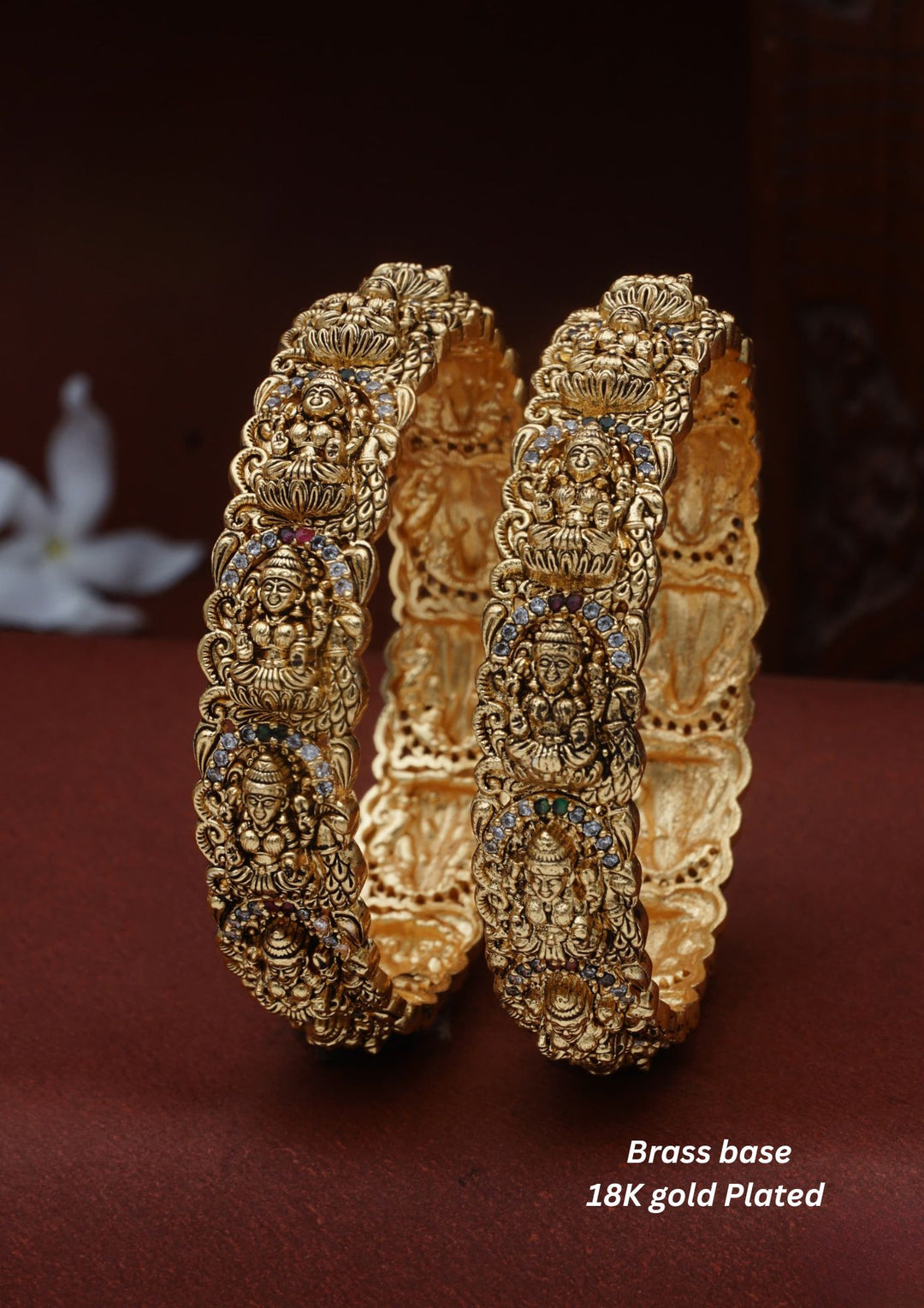Kundan Temple Brass Base  bangles c106520
