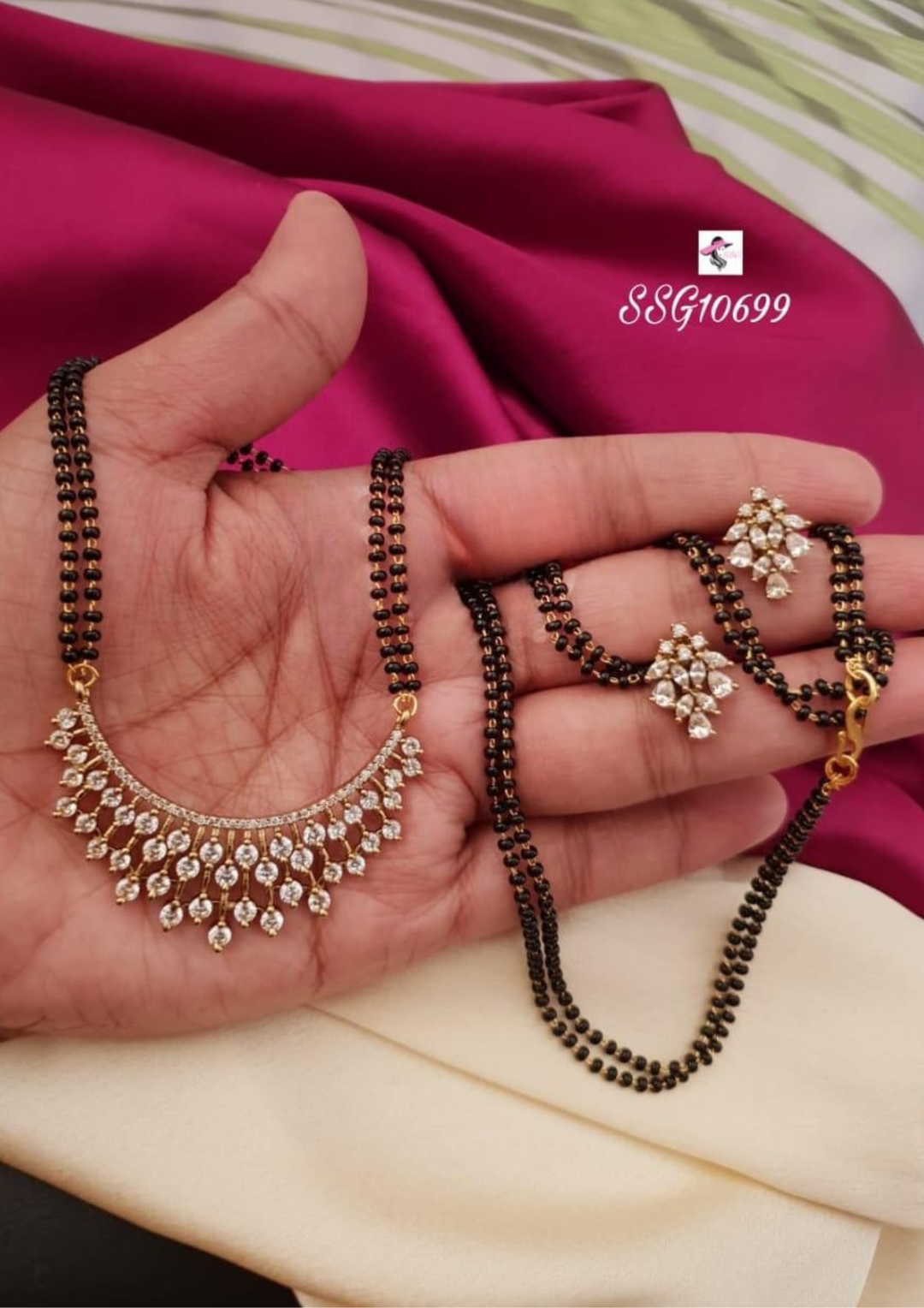 Kundan stone mangalsutra set with earrings ssg 10699
