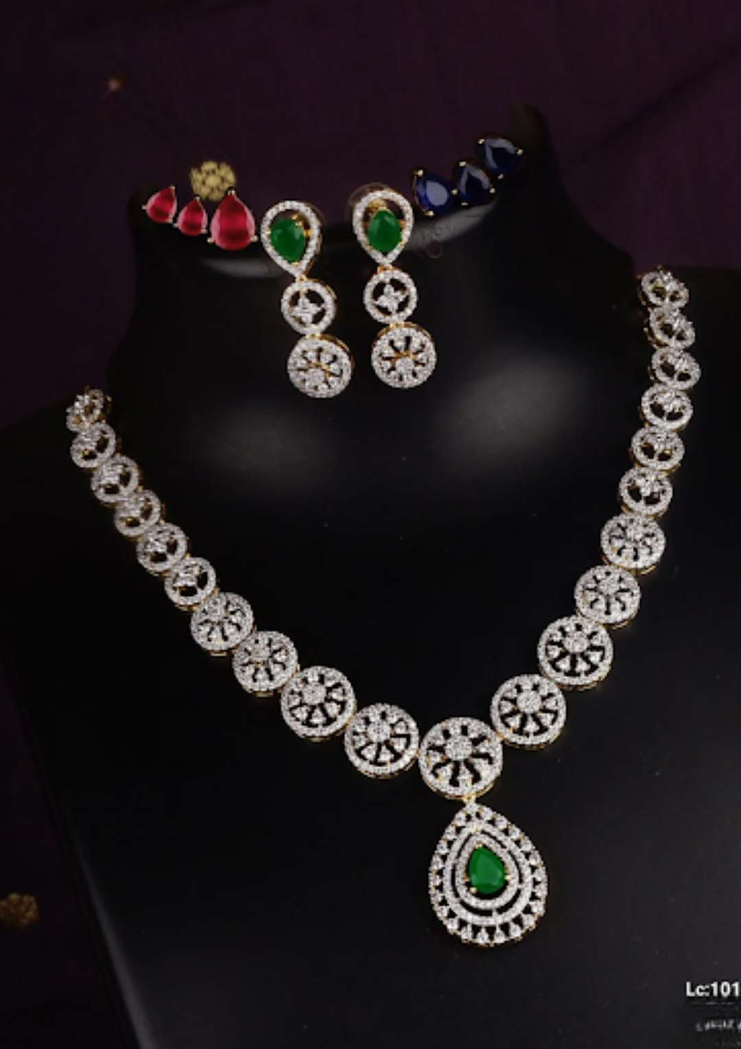 American diamond interchangeable necklace set with earrings lc 1012020