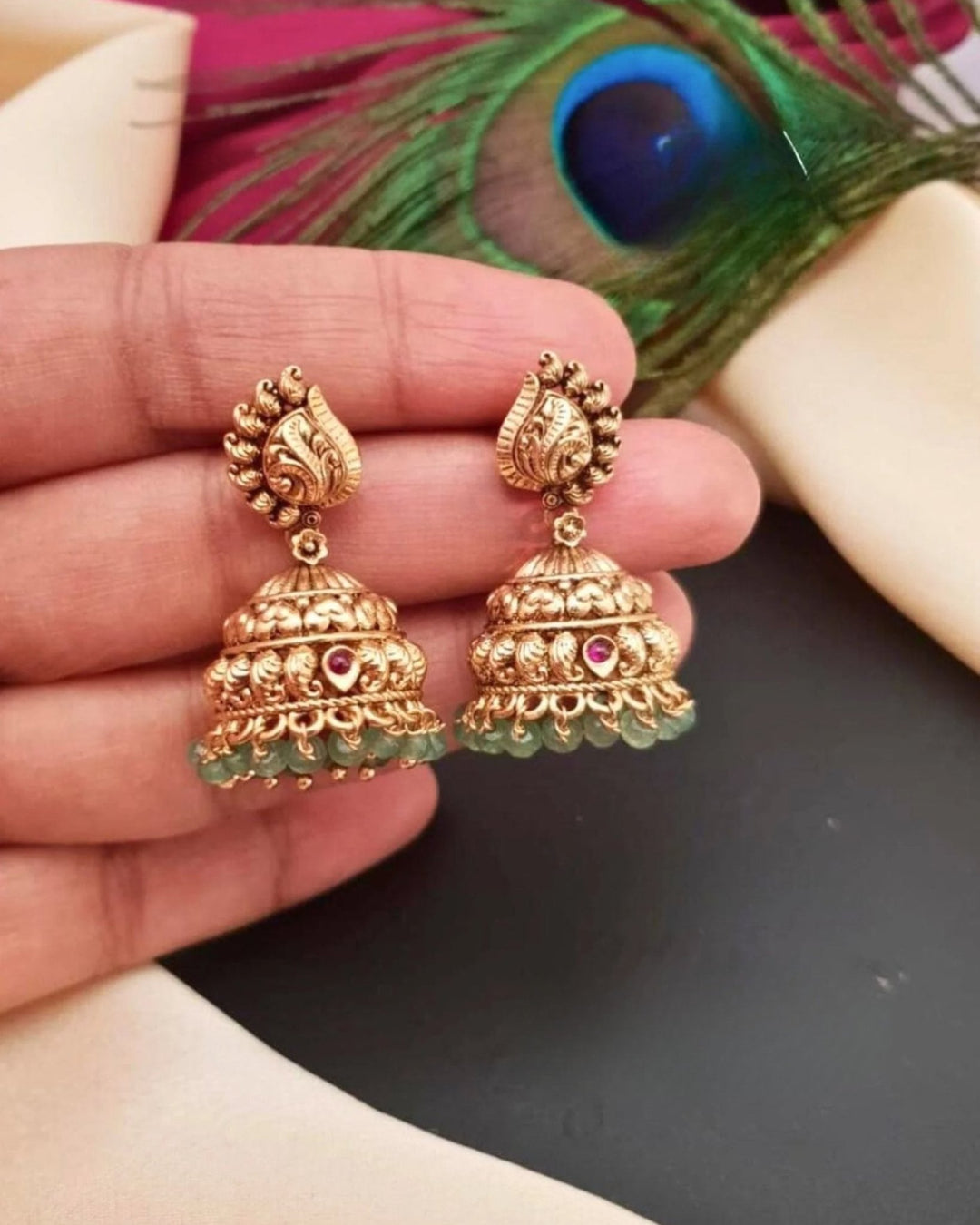 Kundan Brass Base  Jhumka g 10520
