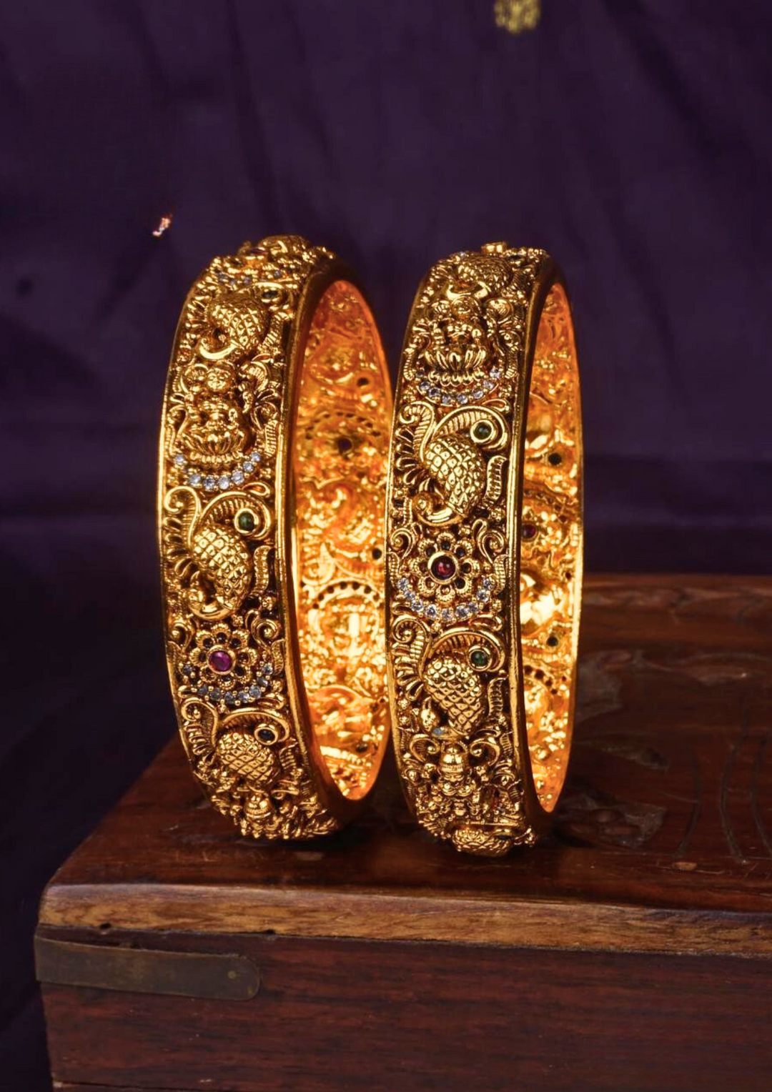 Kundan stone temple jewelry bangles c106520 (set of 2)