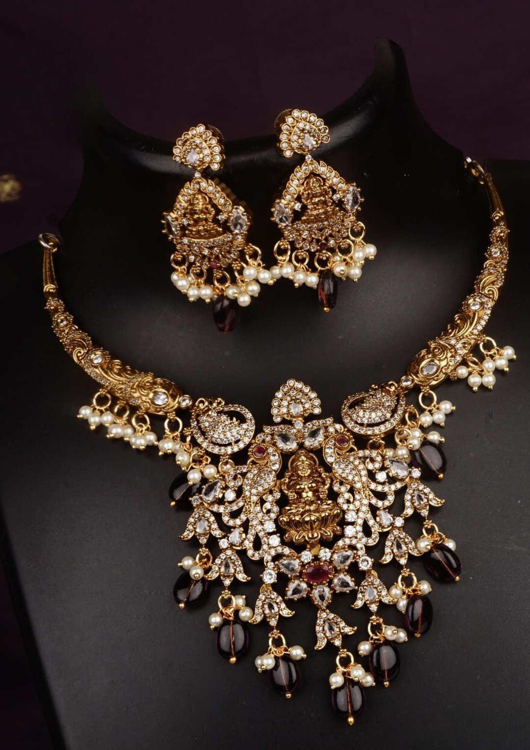 Victorian temple jewellery necklace set with earrings lc 1012020