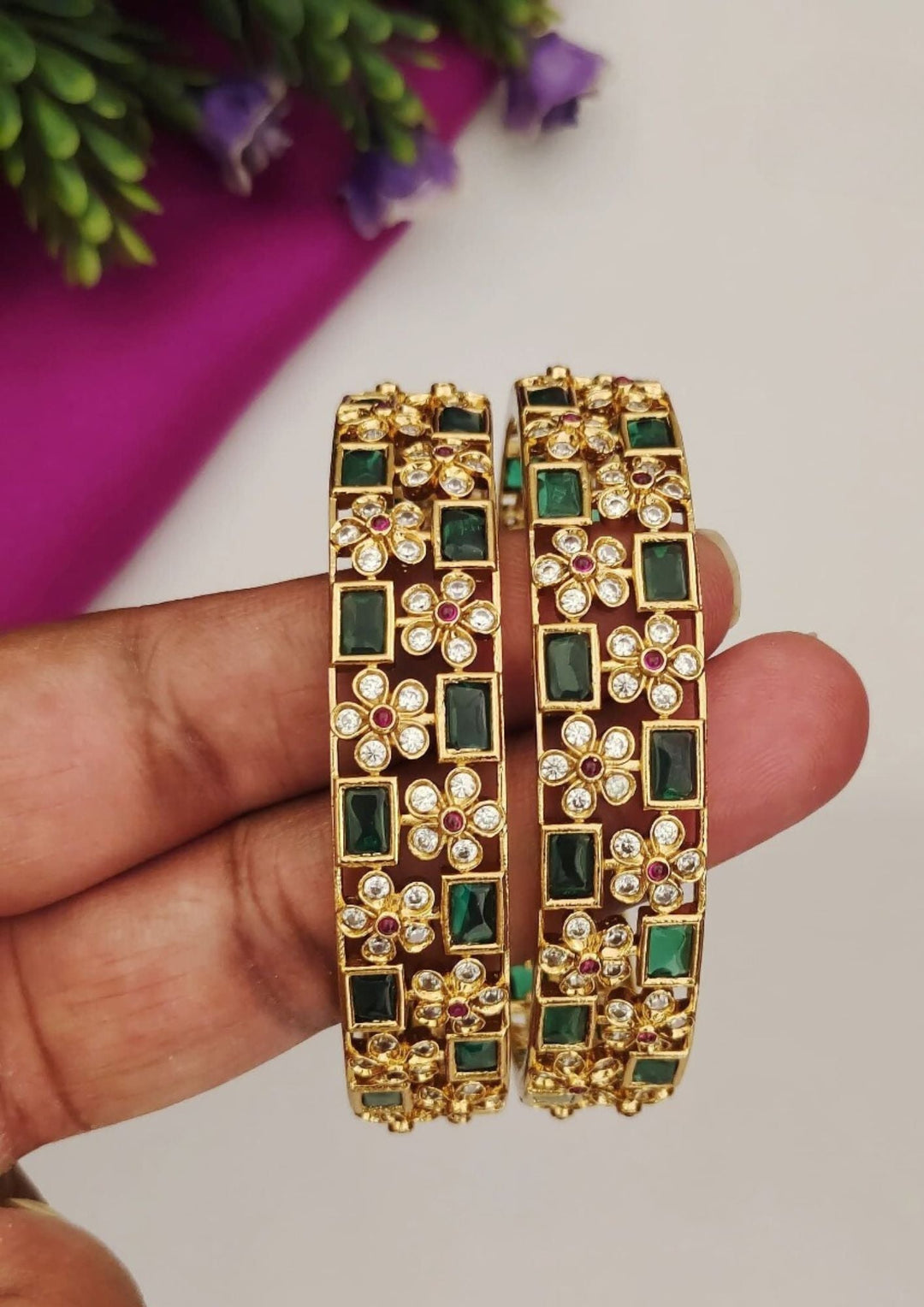 Kundan stone bangles s150021 (set of 2)