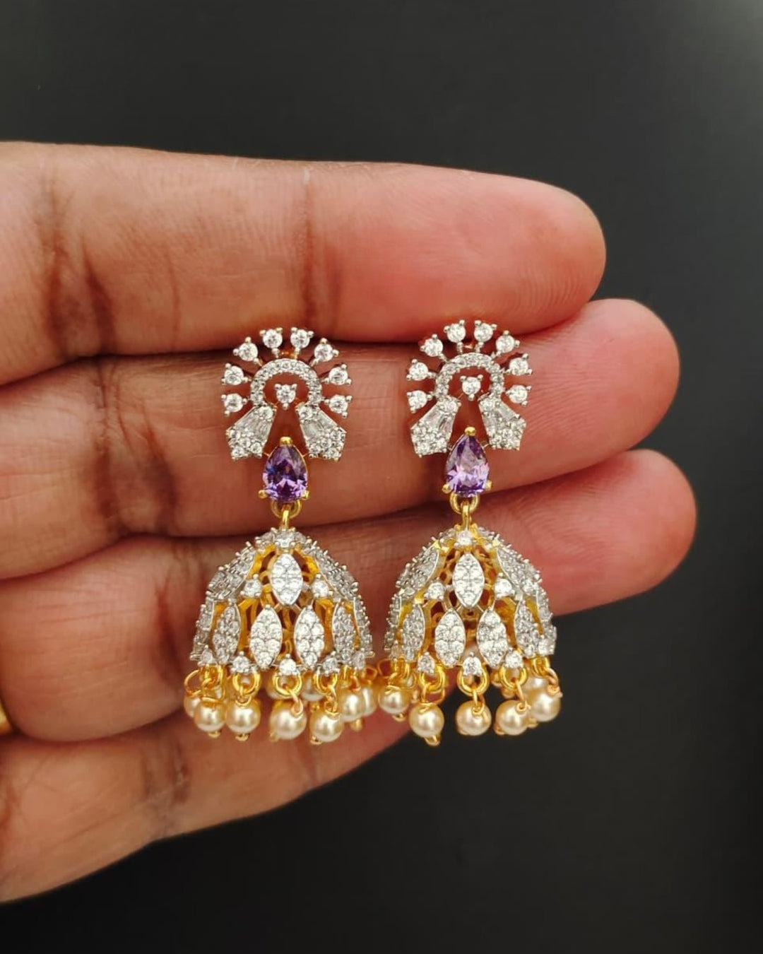 Pure Zirconian Diamond Jhumkas s 90056