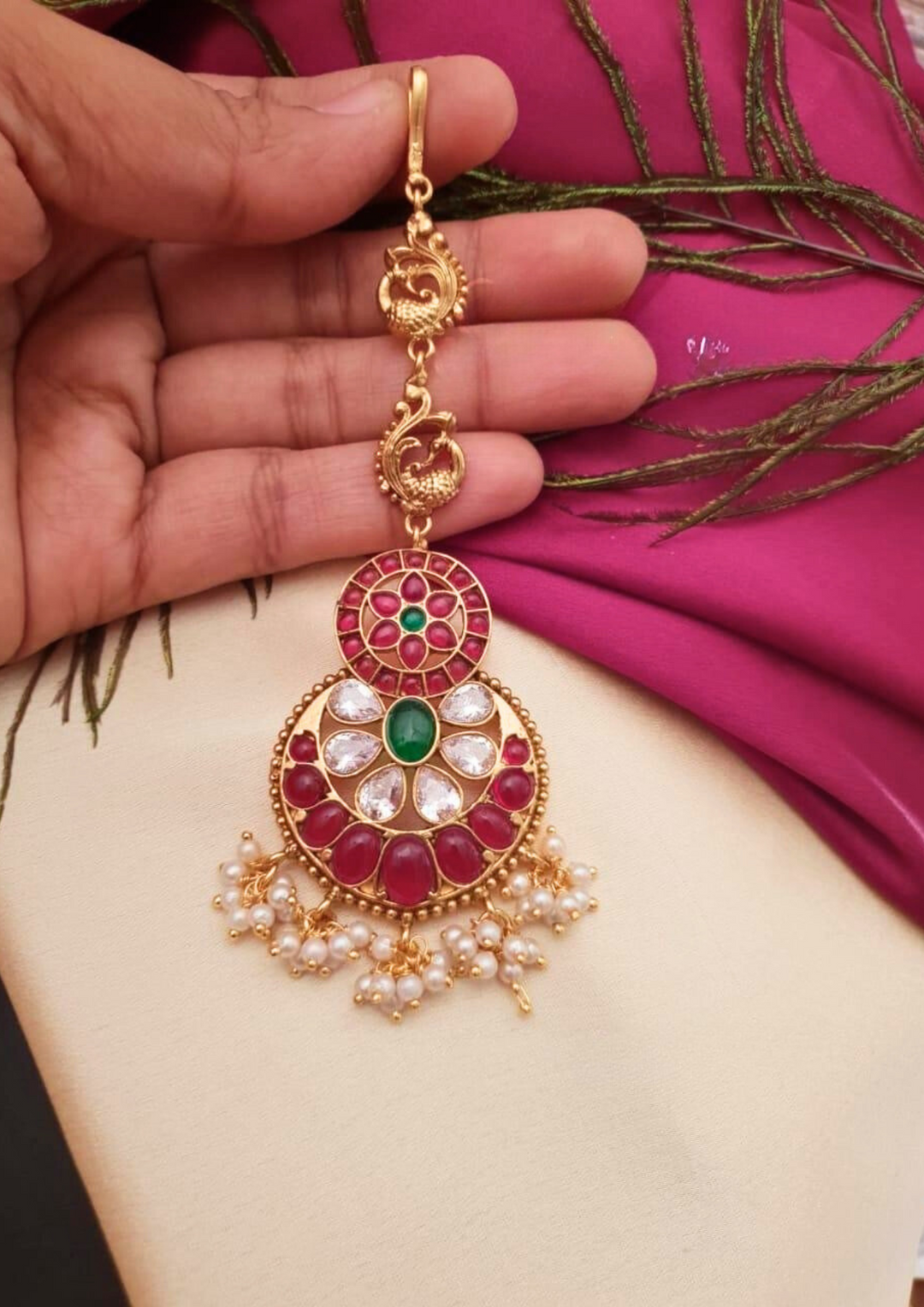 Jadau kundan and beads mangtikka g10650