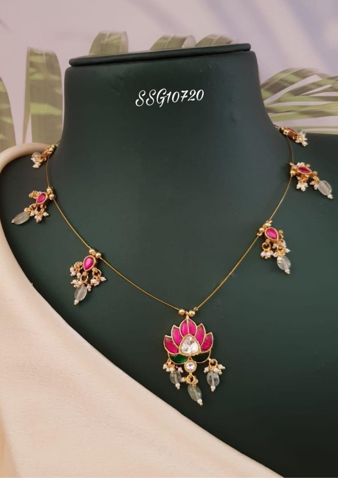 Jadau Kundan and beads necklace ssg 10720