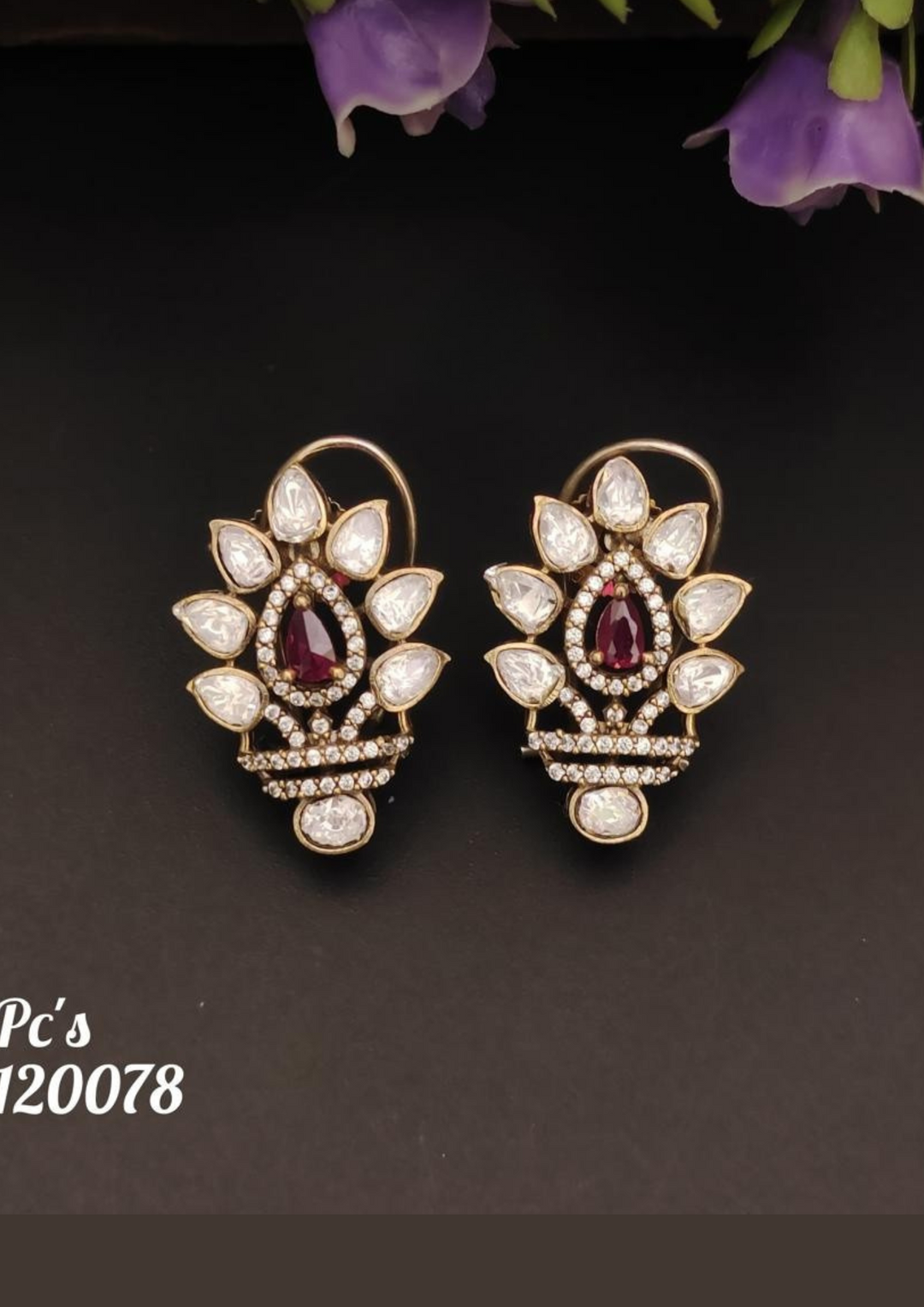 Kundan stone earrings s120078