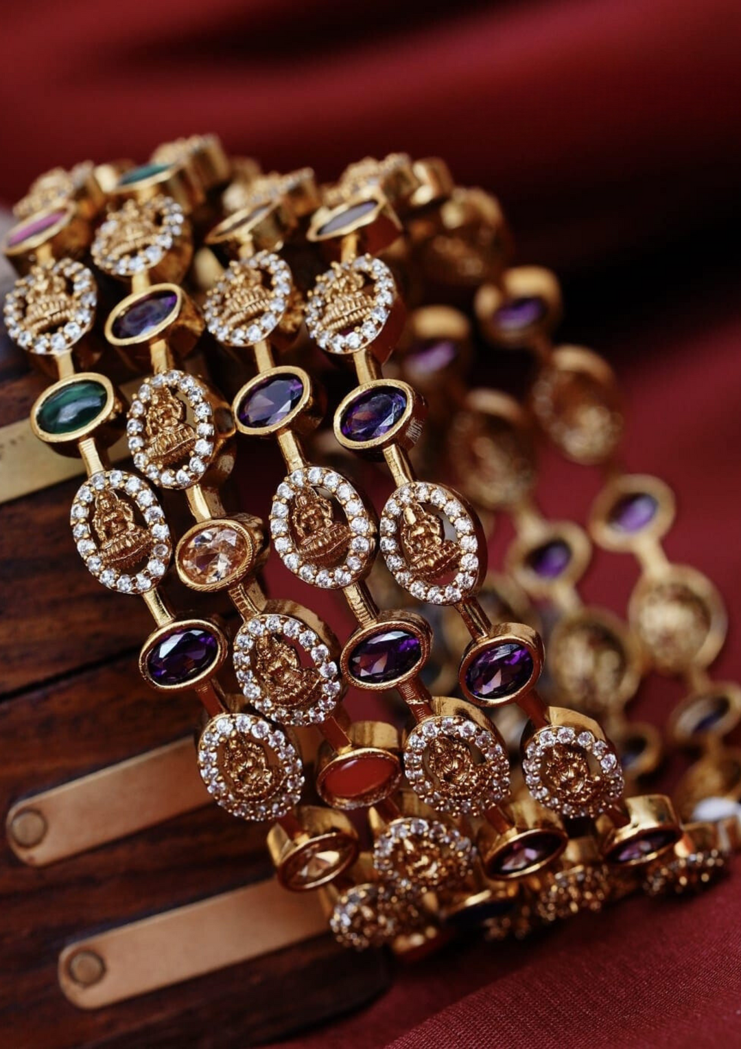 Kundan stone temple jewelry bangles yle 325 (set of 4)