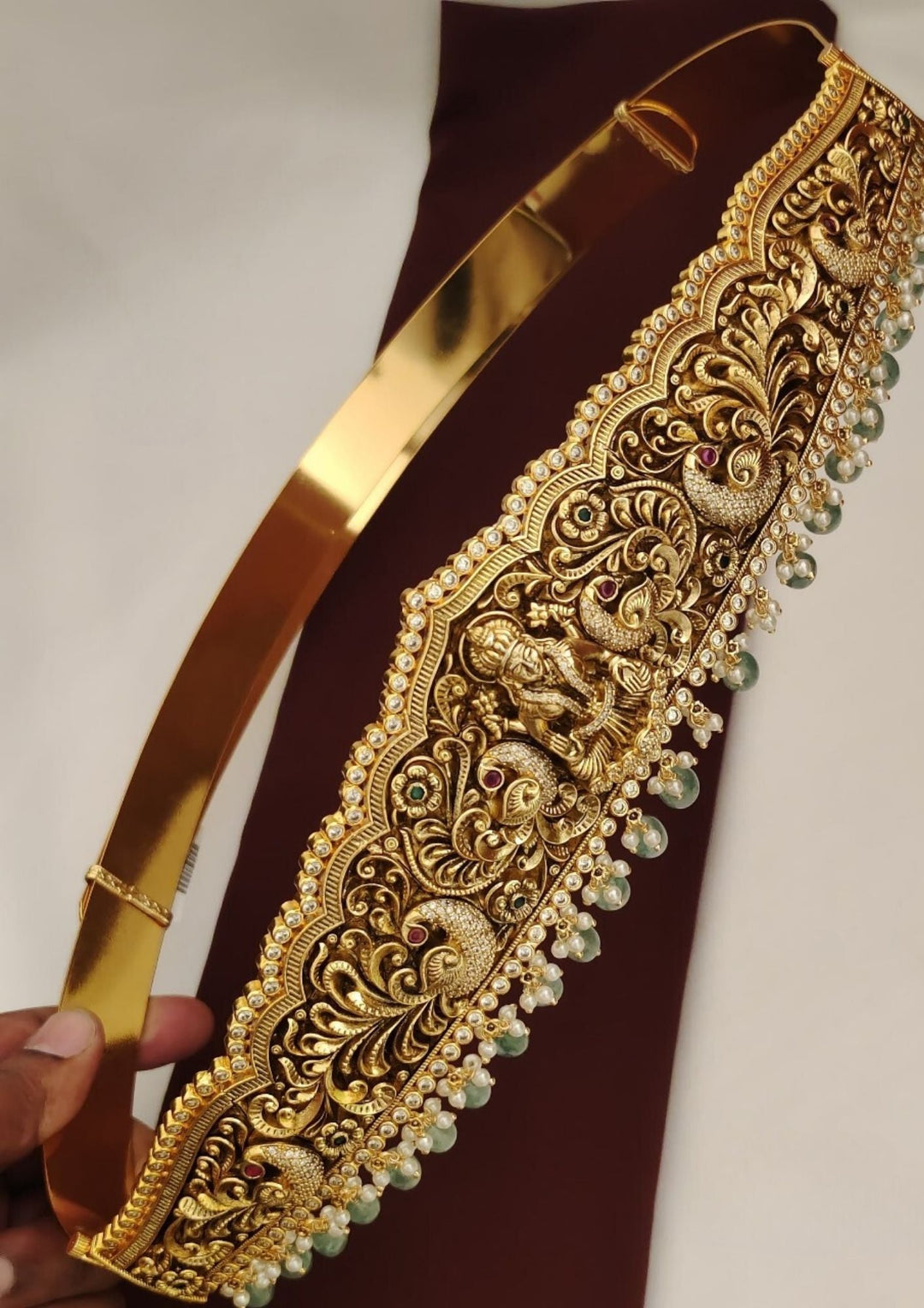 Kundan and beads temple jewellery hipbelt (vaddanam) pcs 500064