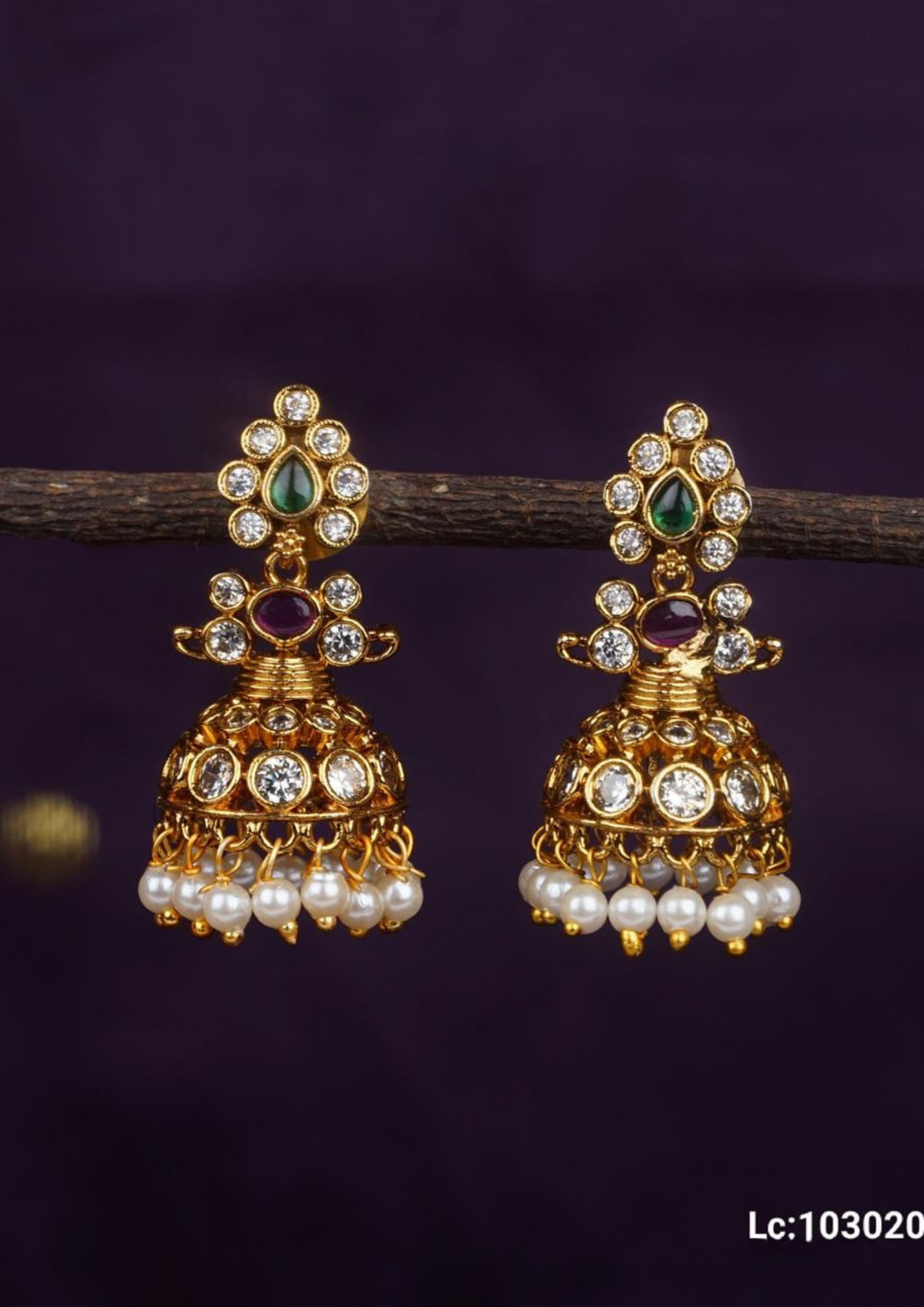 Kundan and beads earrings c103020