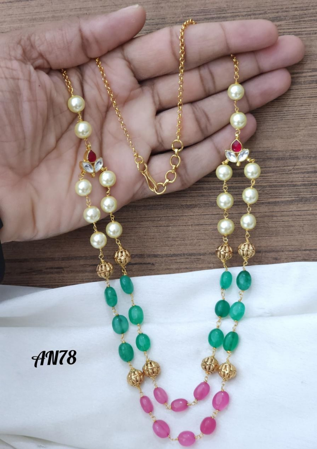 Jadau kundan and beads necklace AN 78