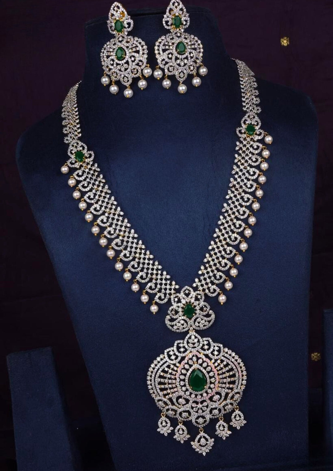American diamond necklace with earrings c1030020.