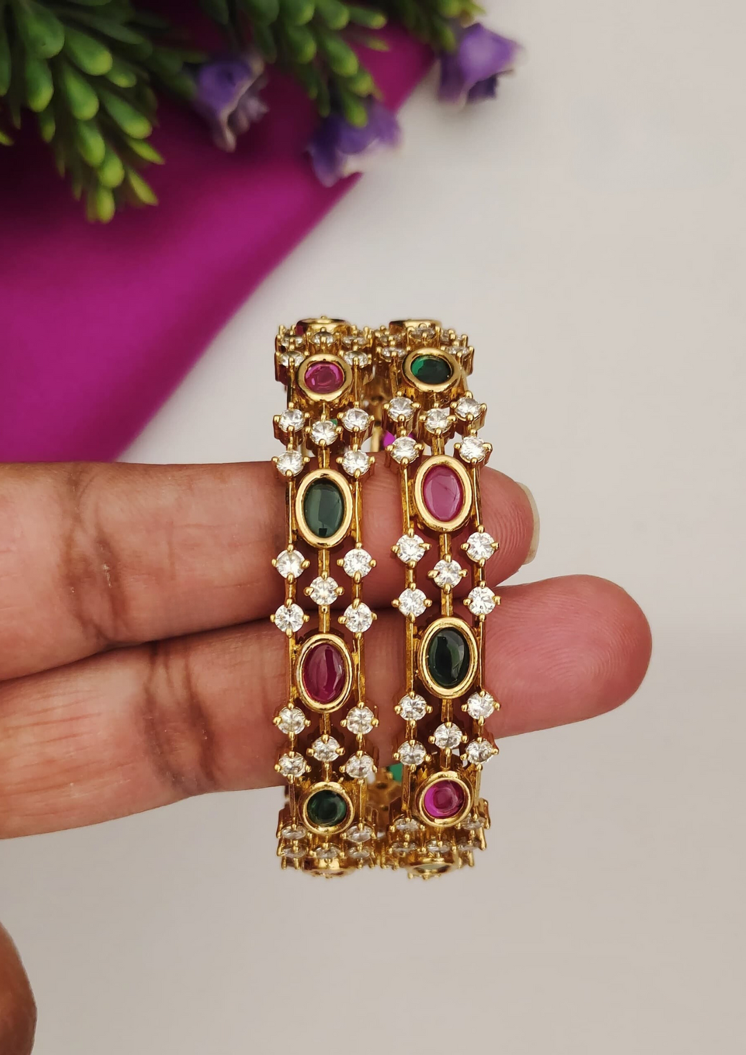 Kundan stone bangles s130001(set of 2)